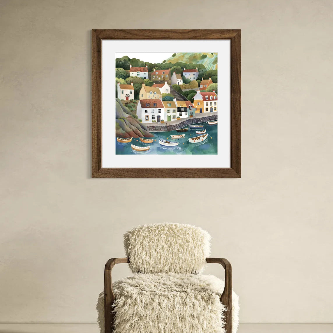 Coastal Village Harbour Art Print