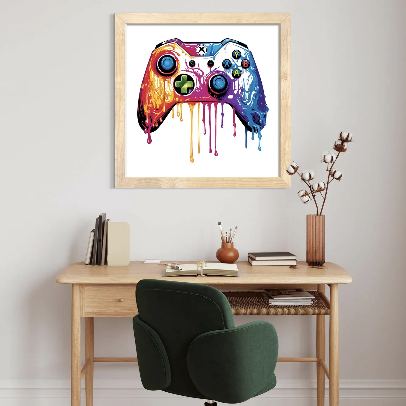 Games Controller In Paint Drip Splash Art Print 2