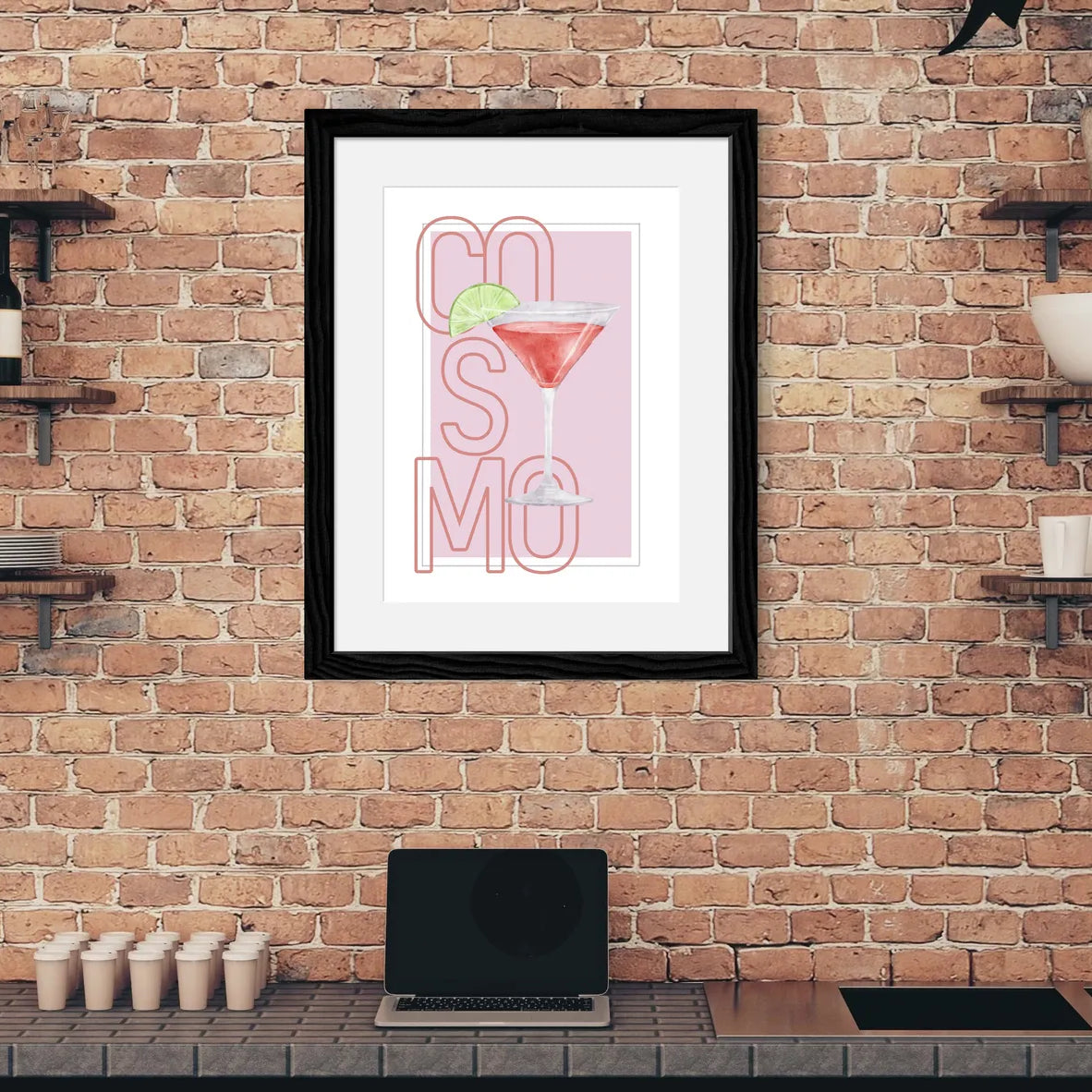 Cosmopolitan Cocktail Art Print – Retro Pink Bar Decor 2