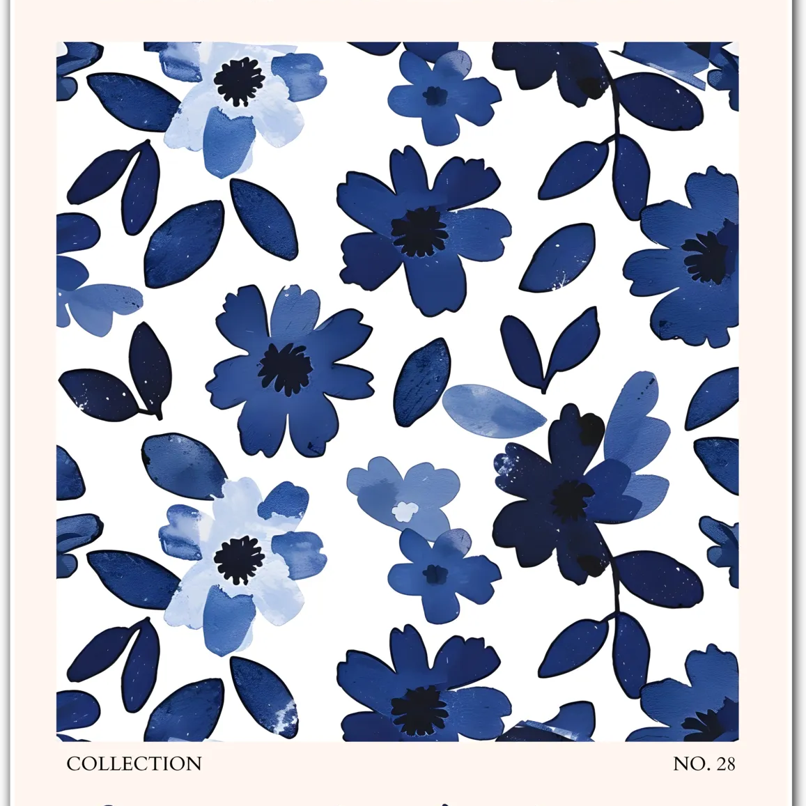 Dar es Salaam Blue Blooms – Bold Navy and Indigo Floral Art Print