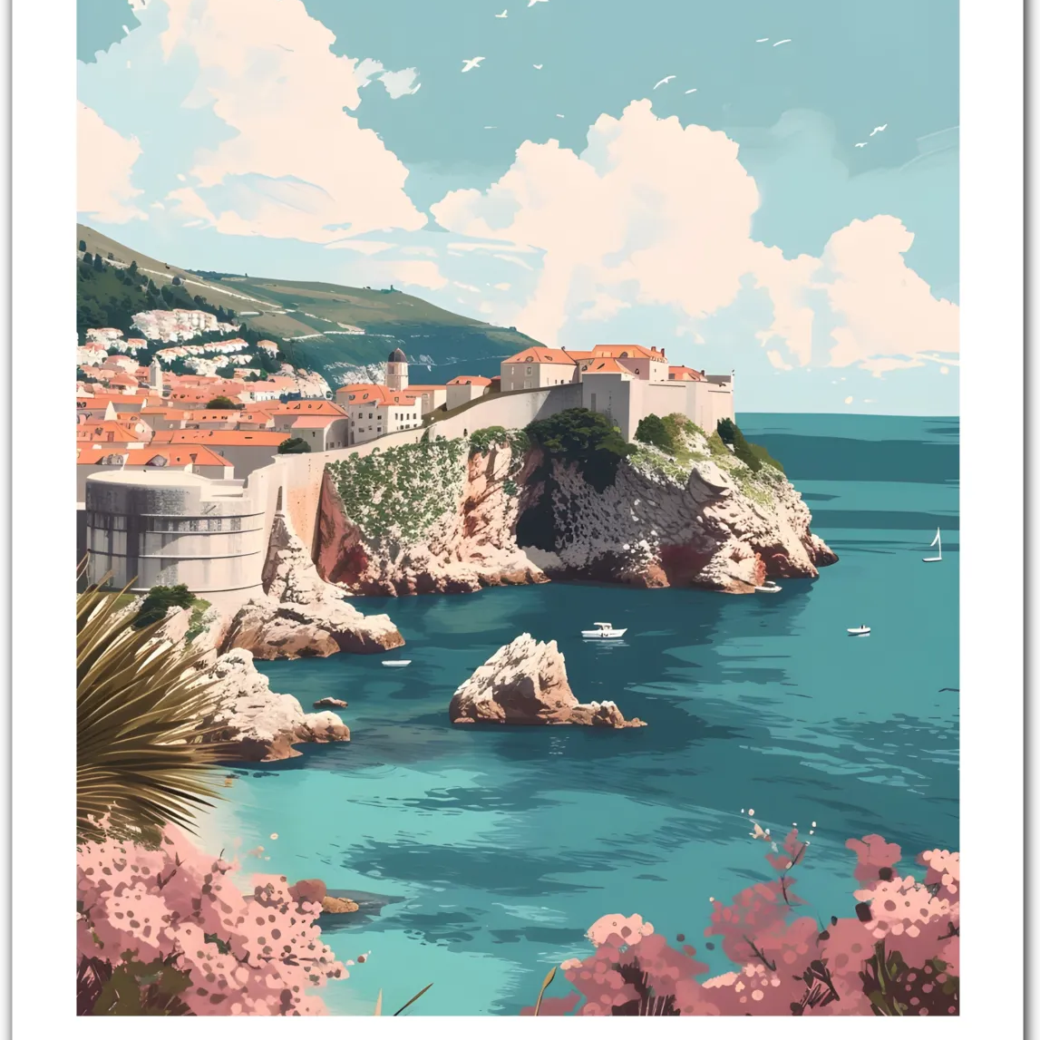Dubrovnik Croatia Art Print – Old Town and Mediterranean Sea