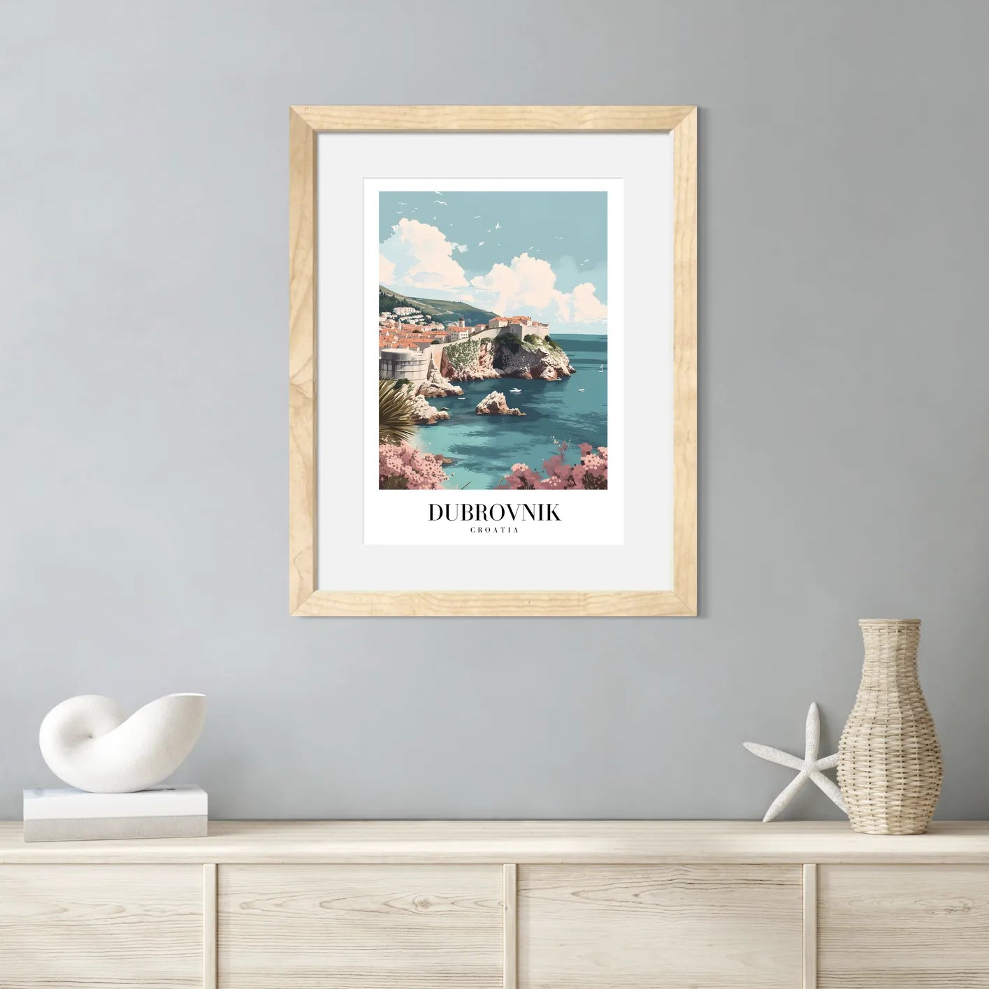 Dubrovnik Croatia Art Print – Old Town and Mediterranean Sea