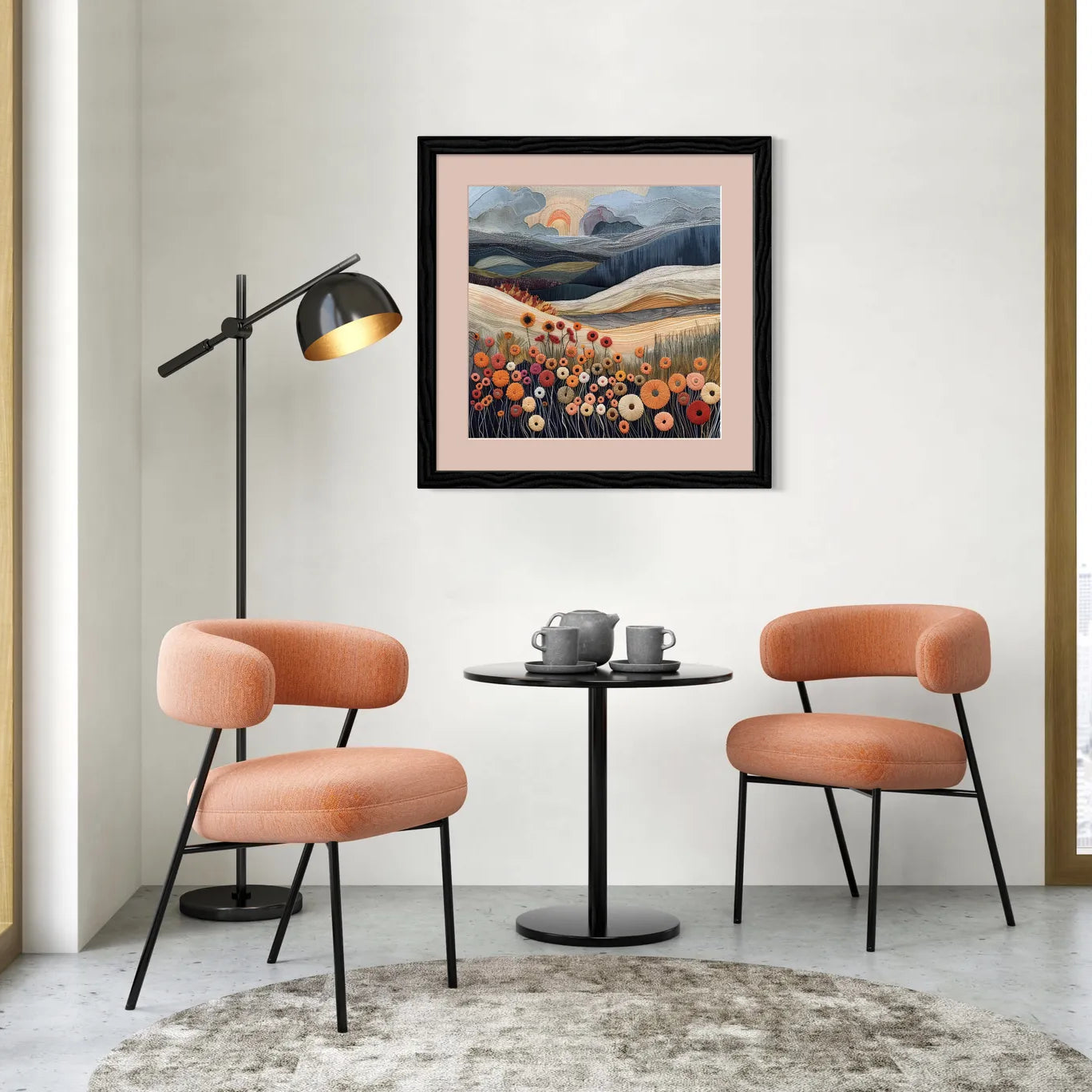 Whimsical Hills Embroidered Art Print Spring Landscape 3