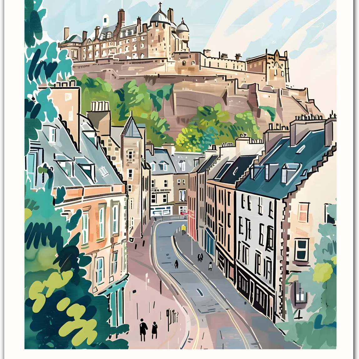 Edinburgh Castle Art Print - Scenic View of Scotland’s Majestic Capital