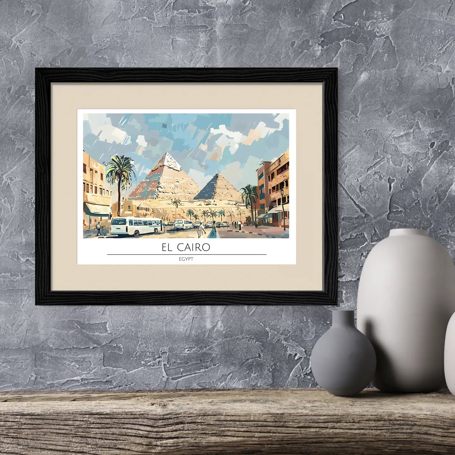 Cairo Pyramids with Cityscape Art Print 2