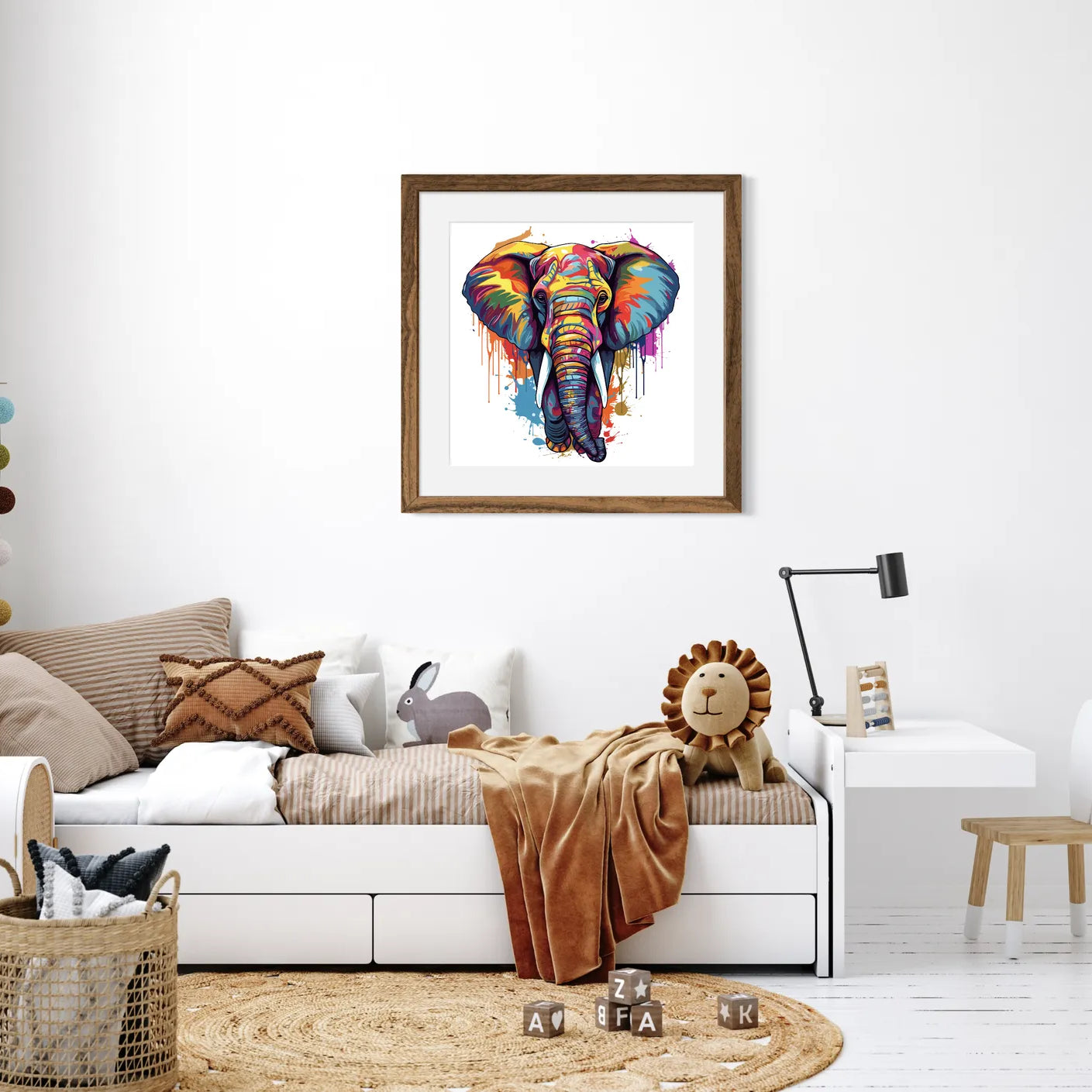 Funky Paint Splashes Elephant Digital Art Print 2