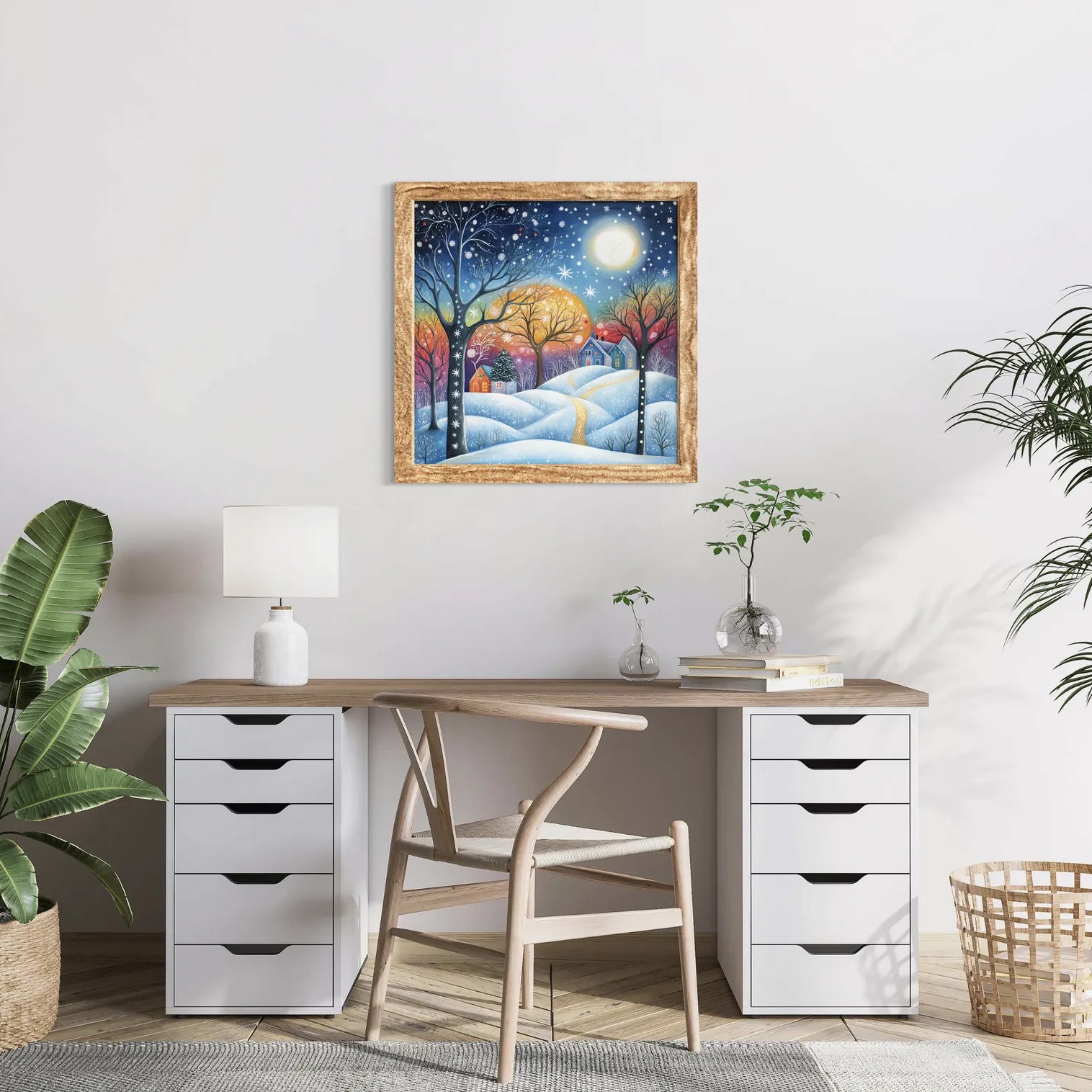 Amber Sunrise Winter Art Print Enchanted Snowy Morning 2