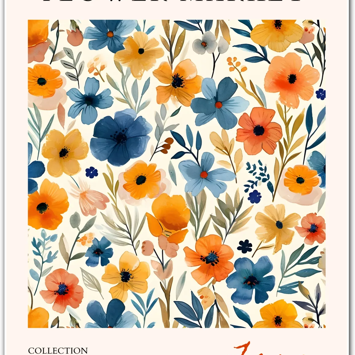 Faro Portugal Flower Market Art Print with Sunlit Wildflowers and Watercolour Charm