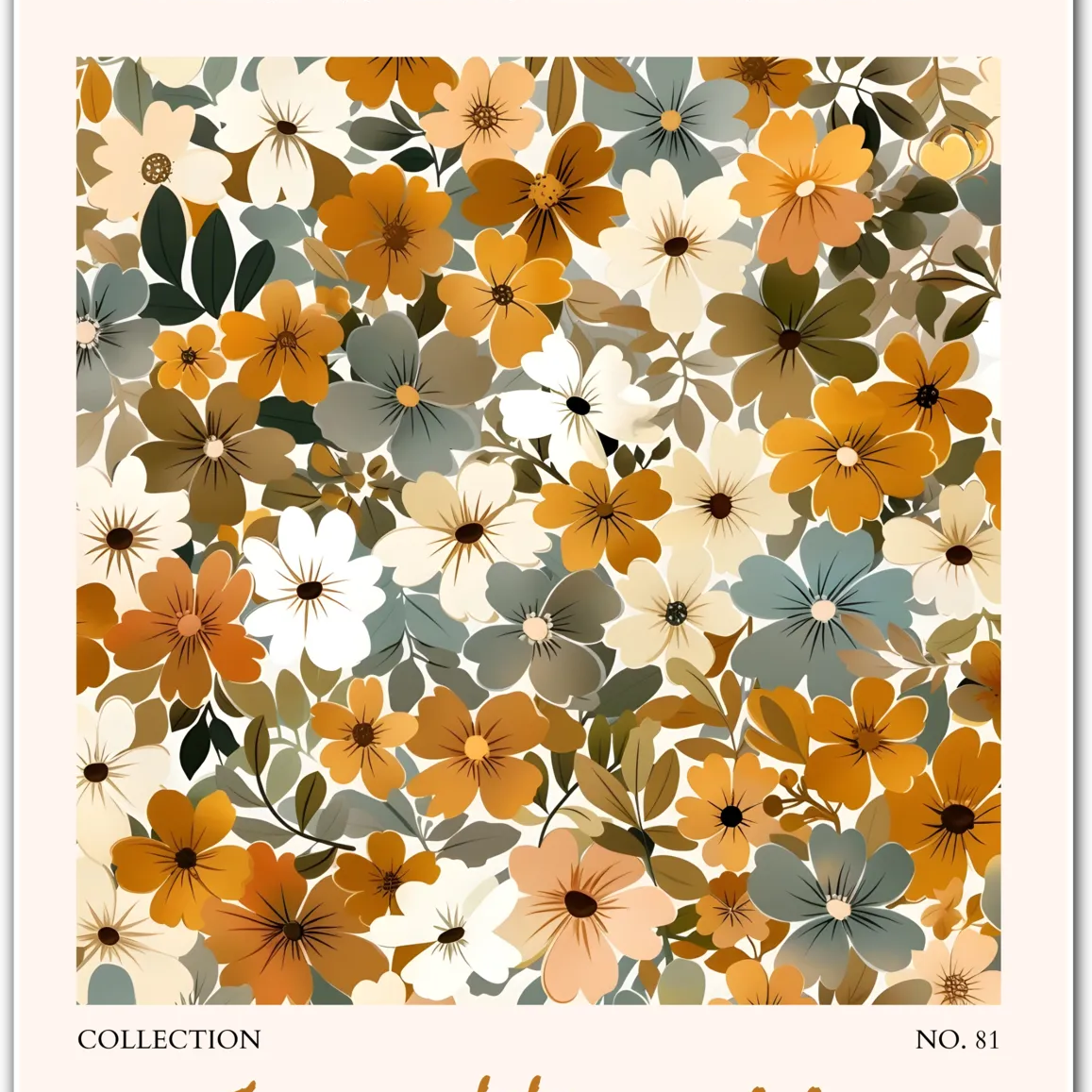 Fayetteville Flower Market Art Print with Soft Neutral Blooms and Layered Foliage