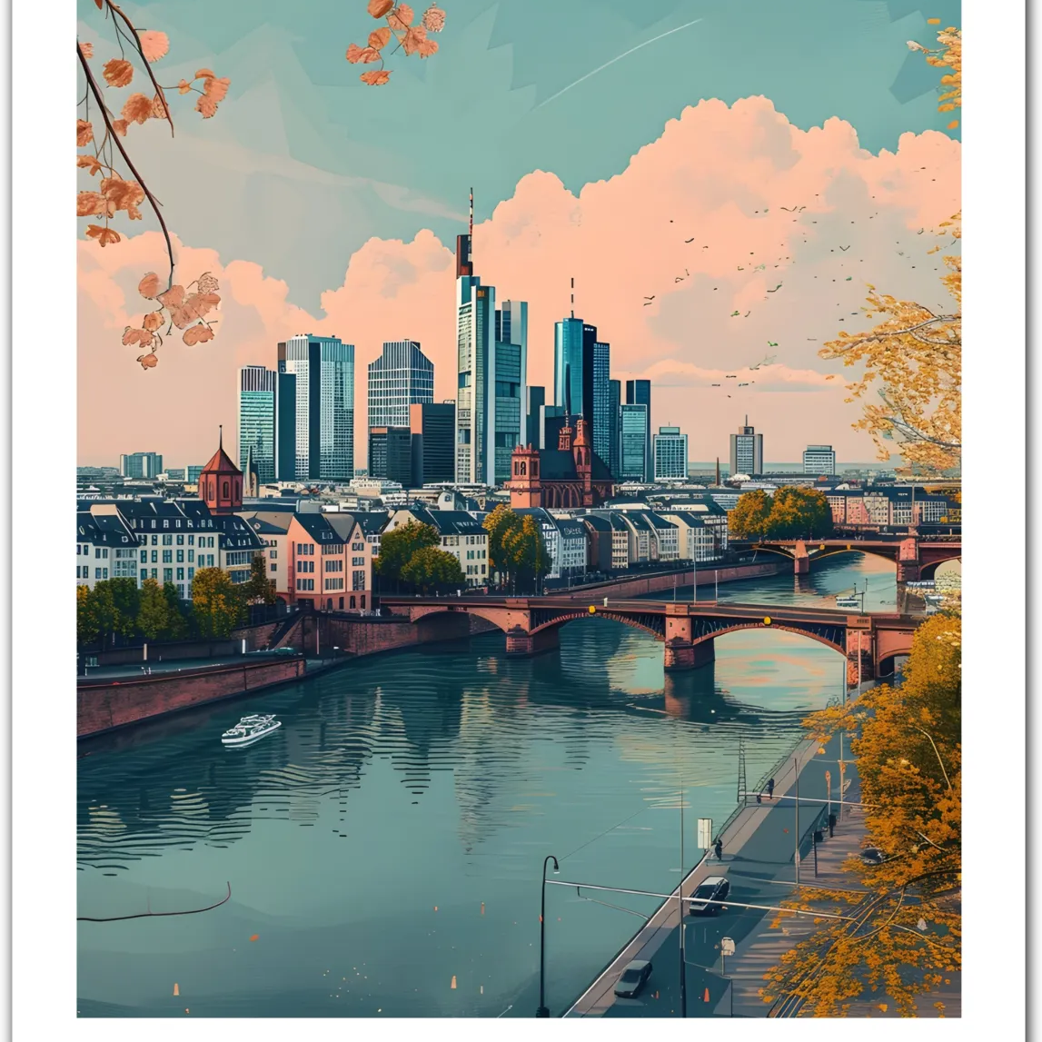 Frankfurt Germany Art Print – Skyline and River View