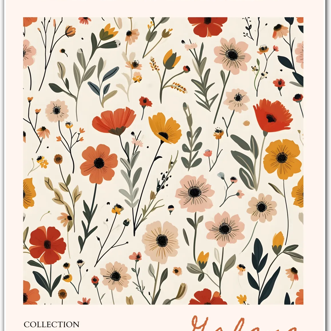 Galene Wildflower Art Print with Delicate Meadow Botanicals and Light Vintage Style