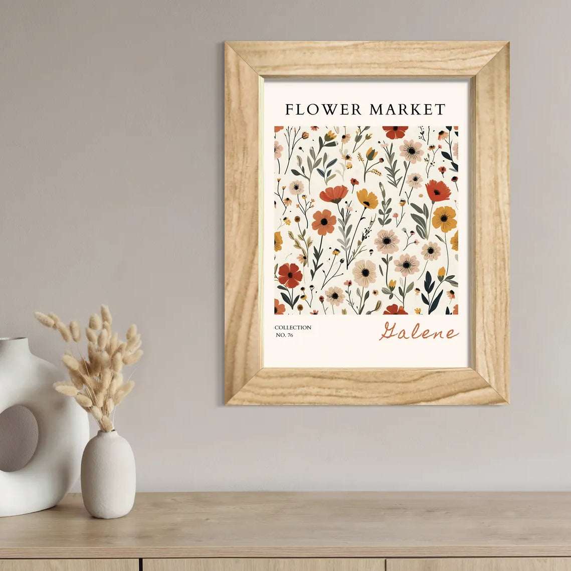 Galene Wildflower Art Print with Delicate Meadow Botanicals and Light Vintage Style