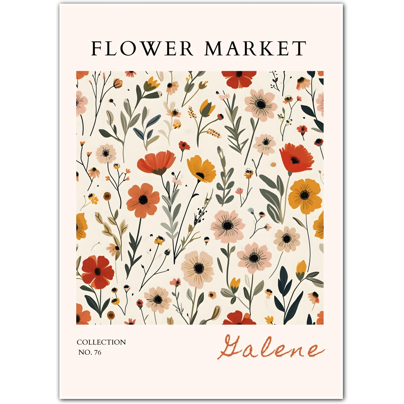 Galene Wildflower Art Print with Delicate Meadow Botanicals and Light Vintage Style