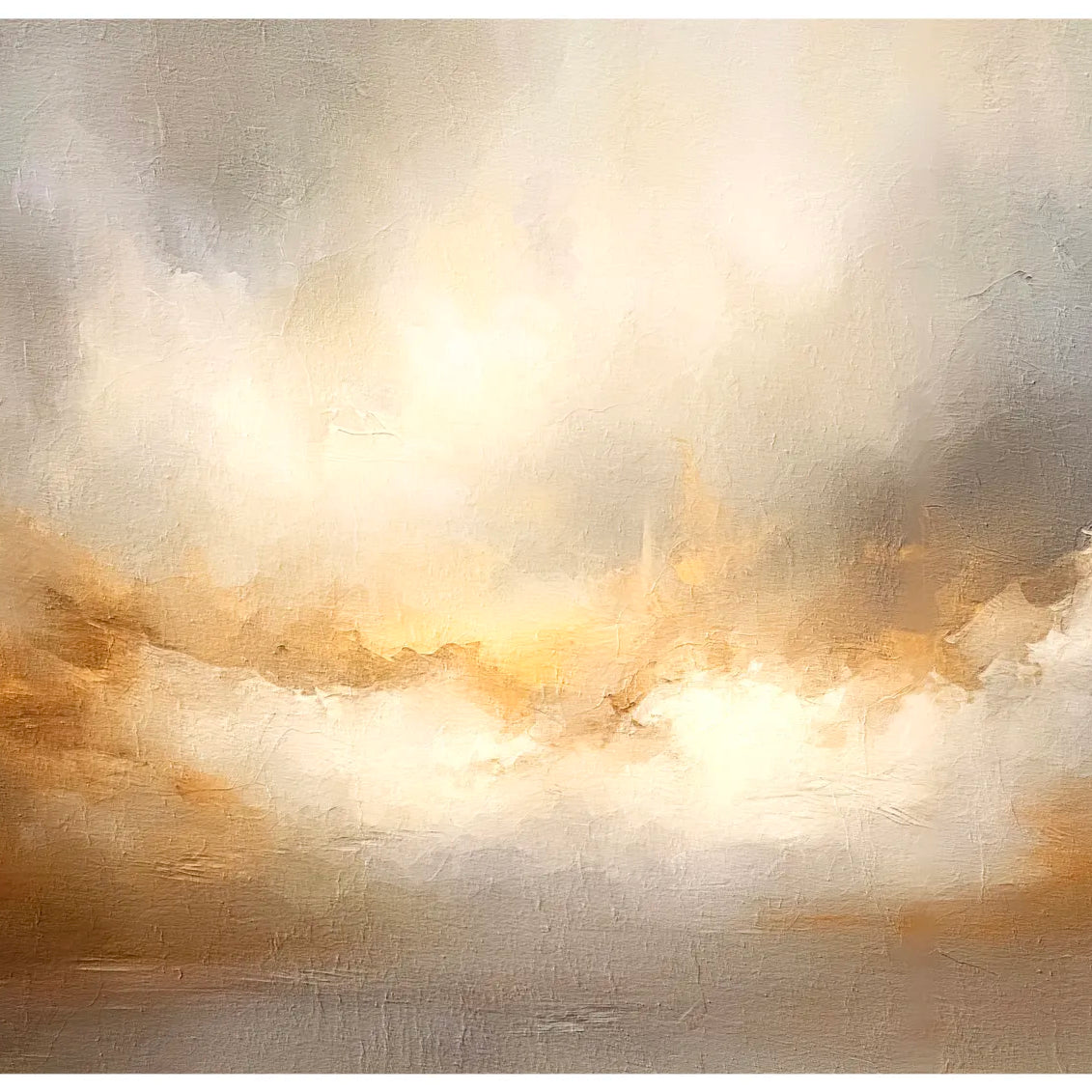 Abstract Golden Glow in Grey Skies Art Print 1