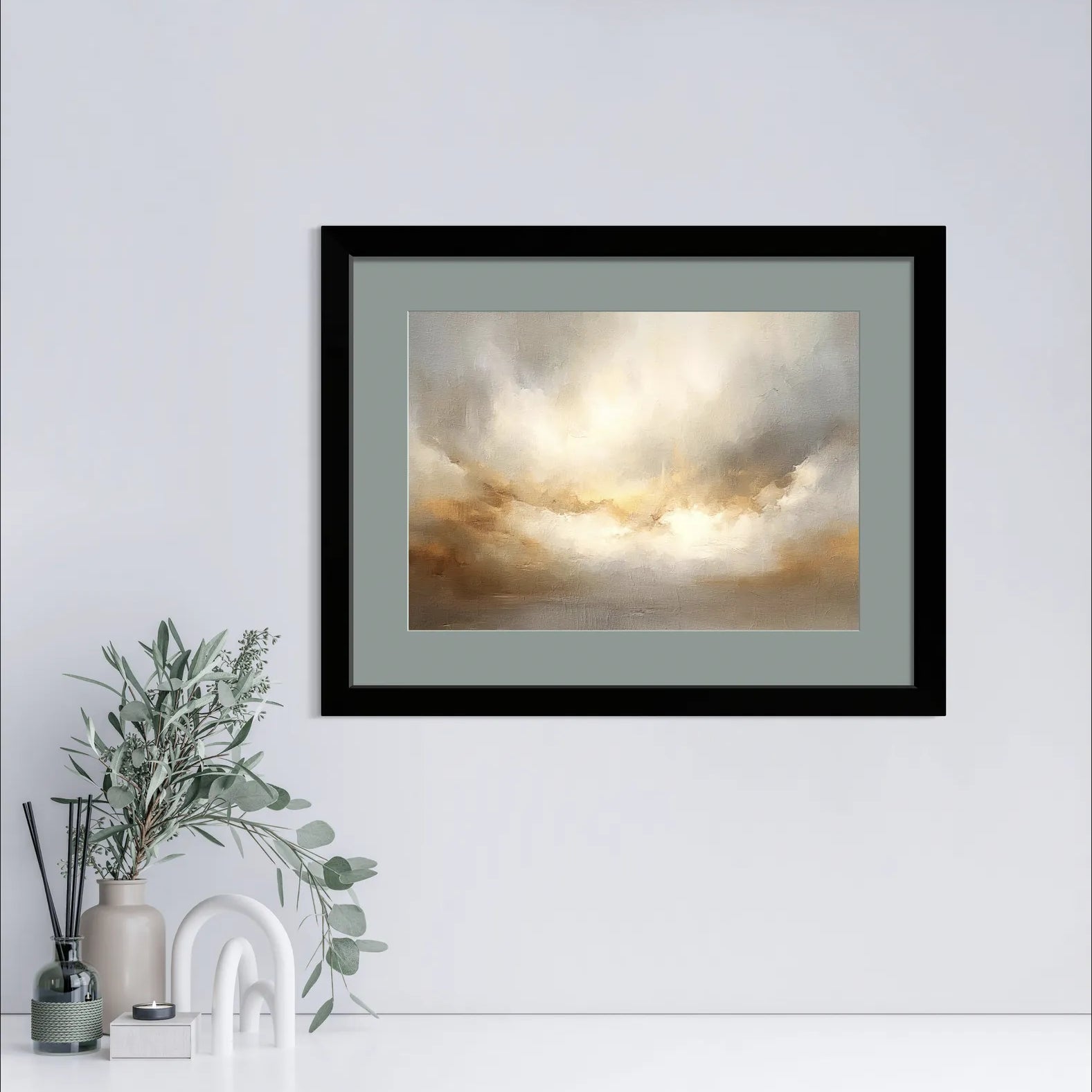 Abstract Golden Glow in Grey Skies Art Print 2