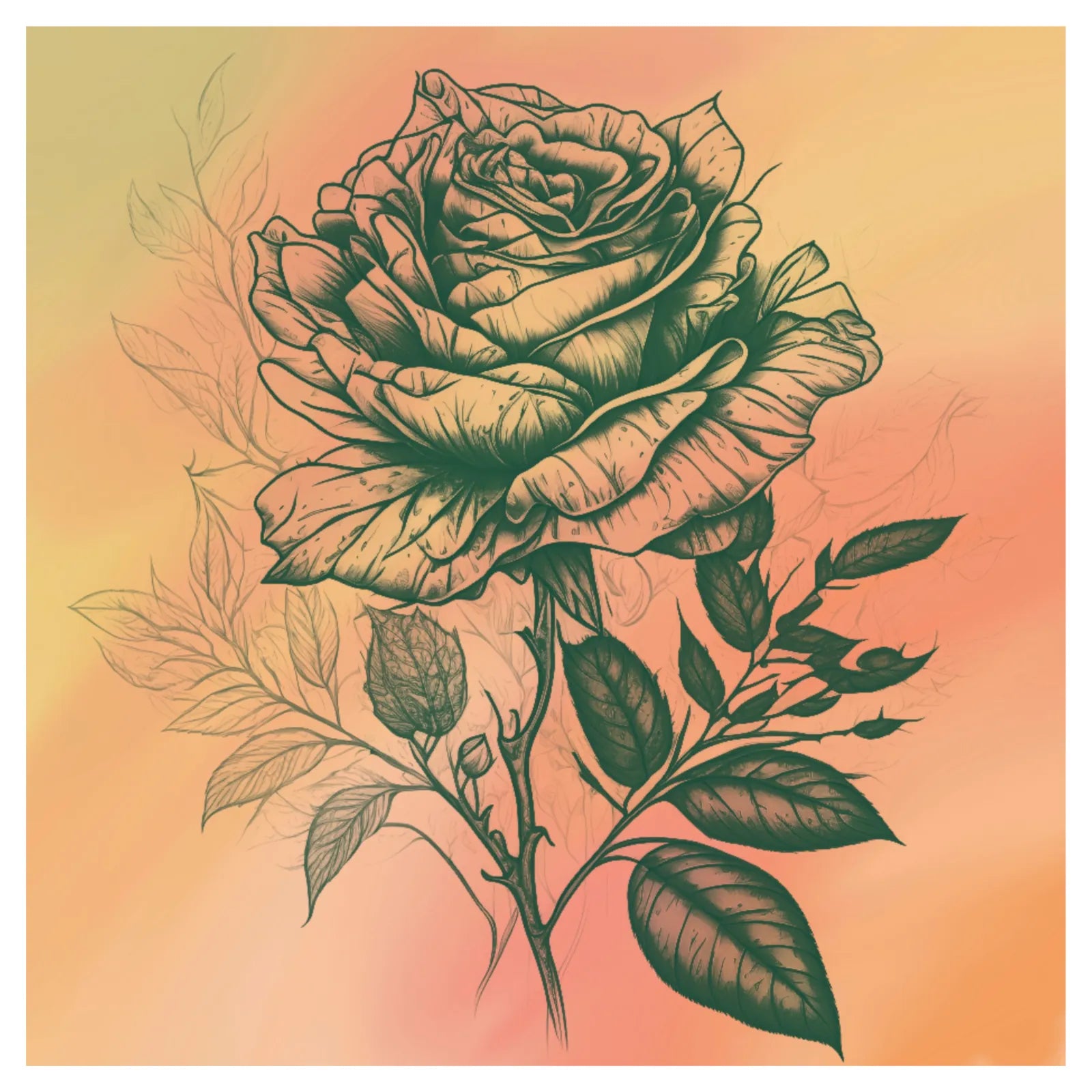 Golden Rose Original Art Print