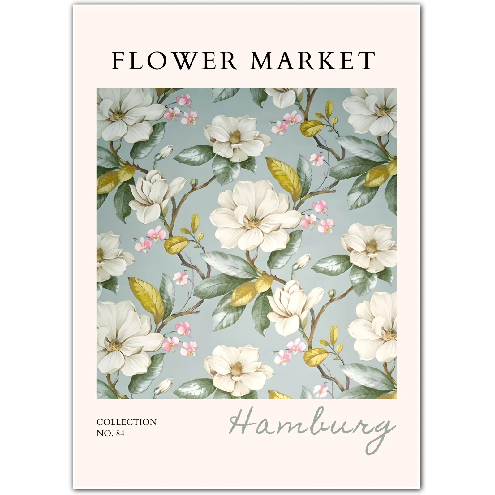 Hamburg Magnolia Botanical Art Print – Romantic European Garden Illustration