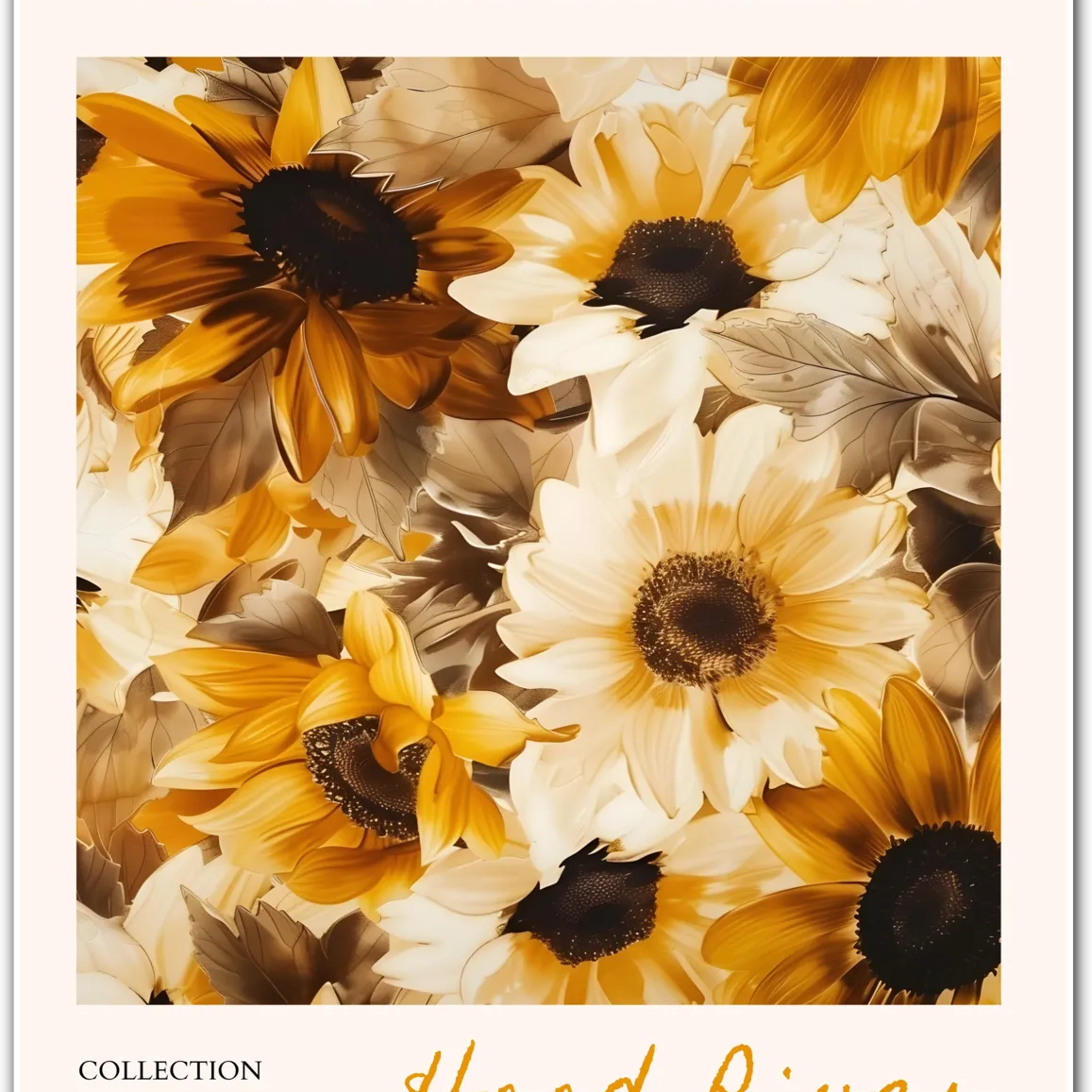 Hood River Sunflower Art Print – Rustic Golden Botanical Wall Art