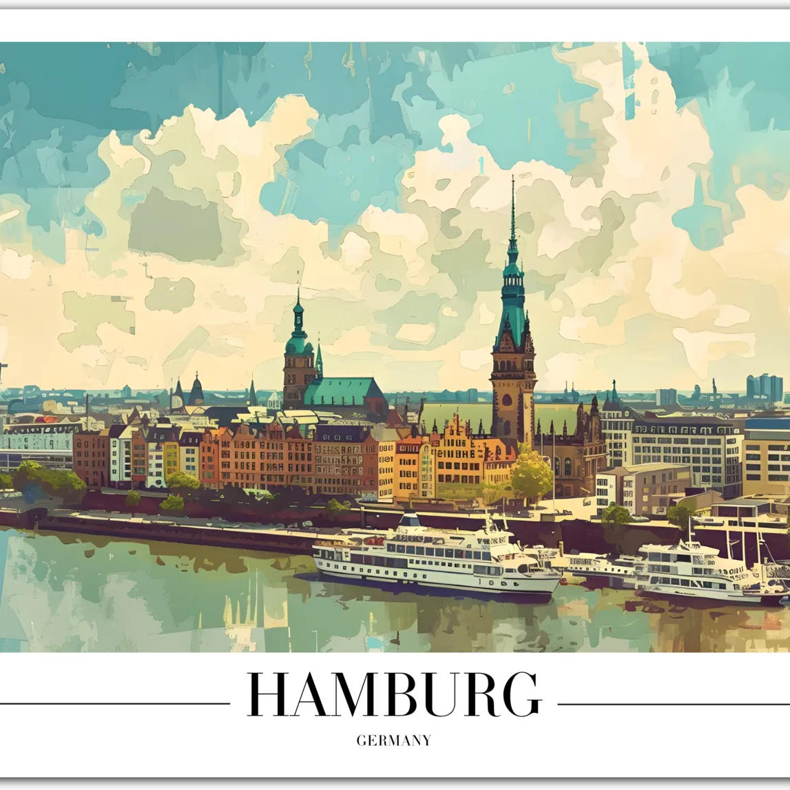 Hamburg Germany Art Print with Waterfront