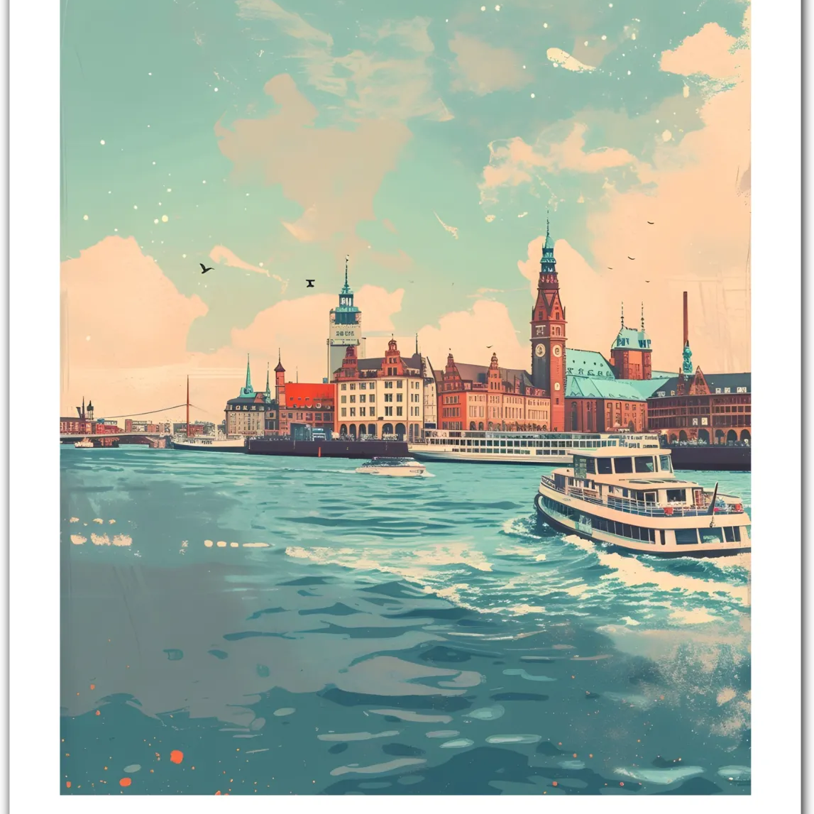 Stunning Hamburg Cityscape Art Print - Iconic German Architecture by the River Elbe