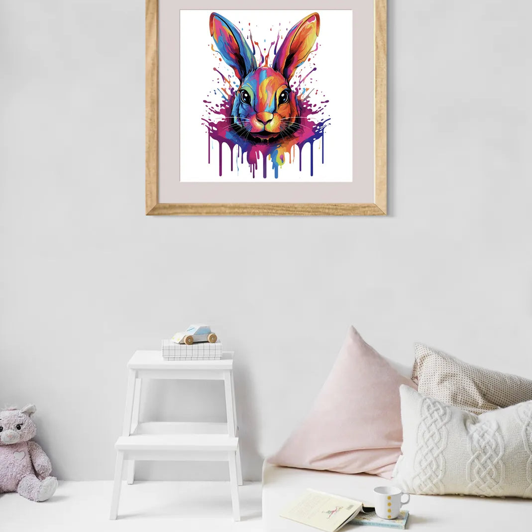 Bright Paint Splash Hare Art Print 2