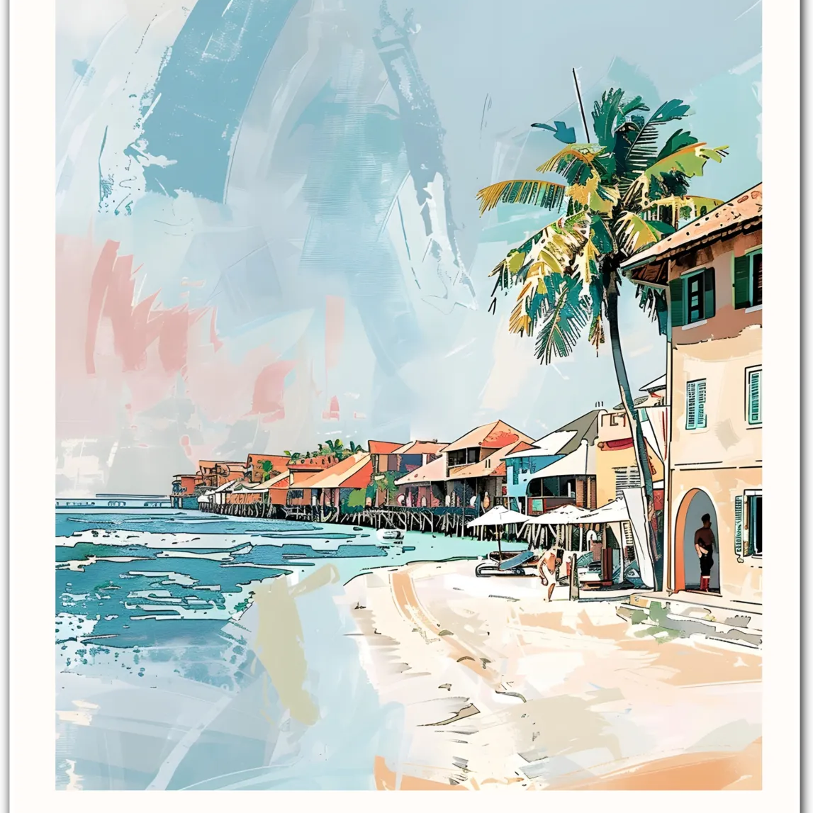 Hawaii Beachfront Art Print - Tropical Paradise of the Pacific Islands