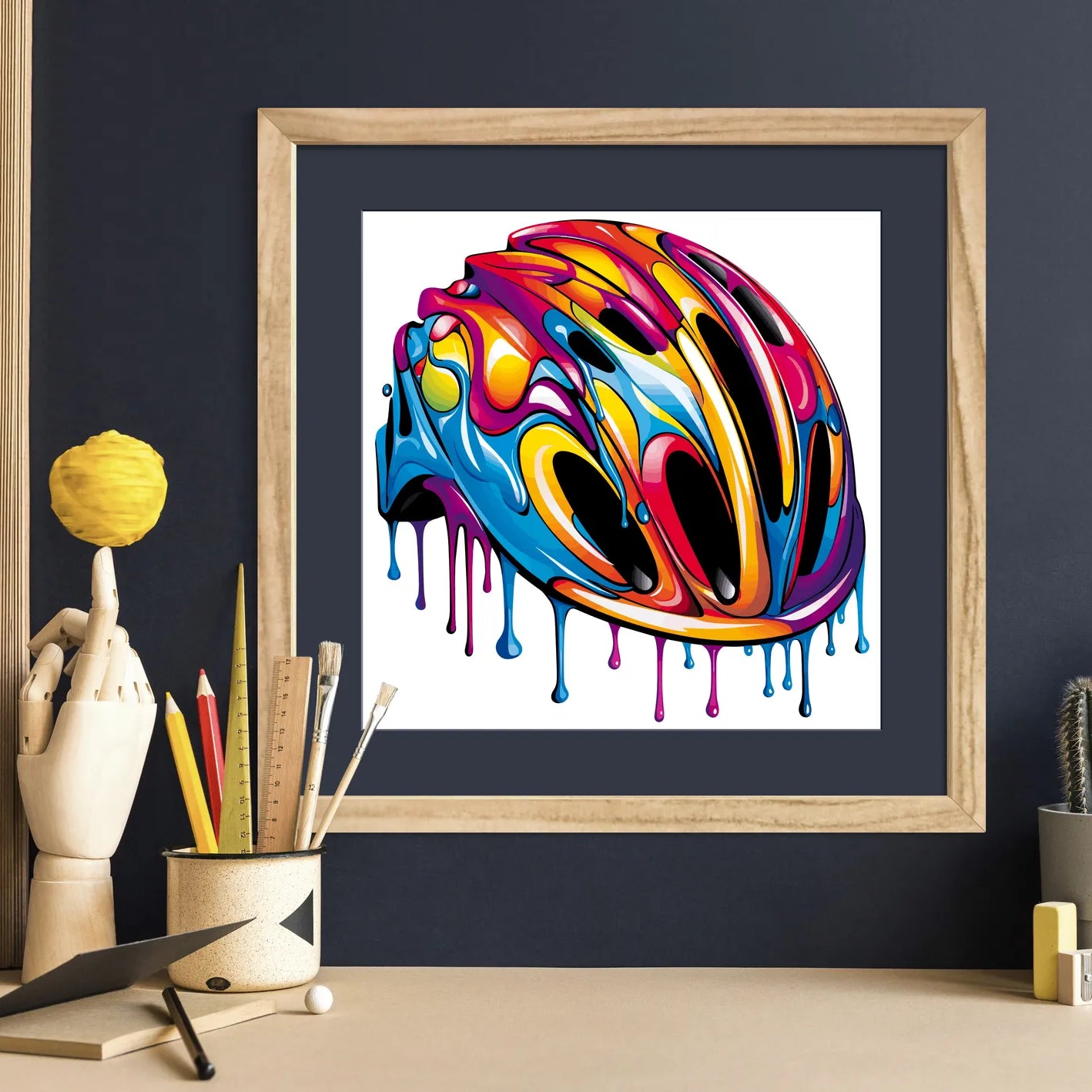 Rainbow paint Colour Helmet Art Print 2