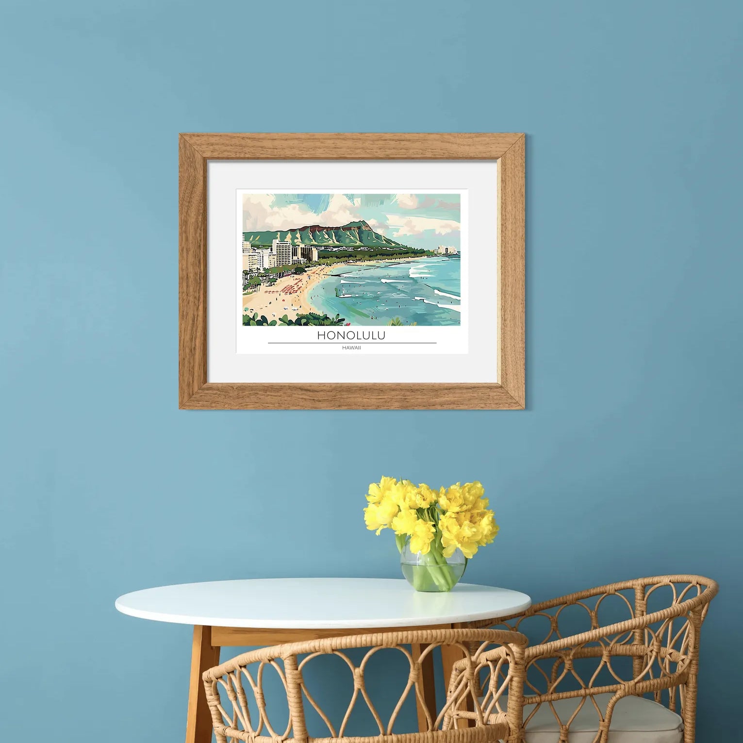 Honolulu Beachfront - Hawaii Island Art Print