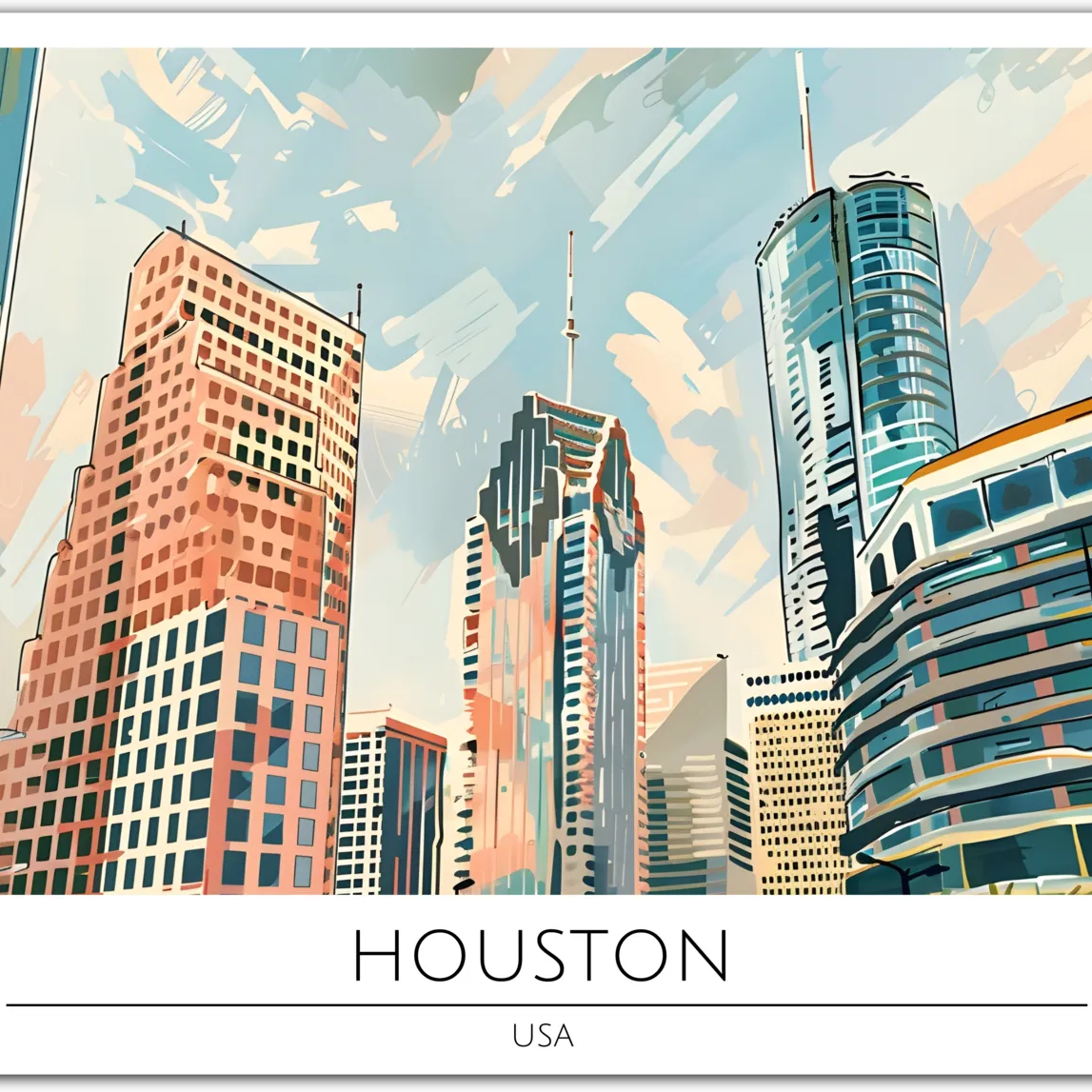 Modern Houston Skyline - Texas Urban Landscape Art Print