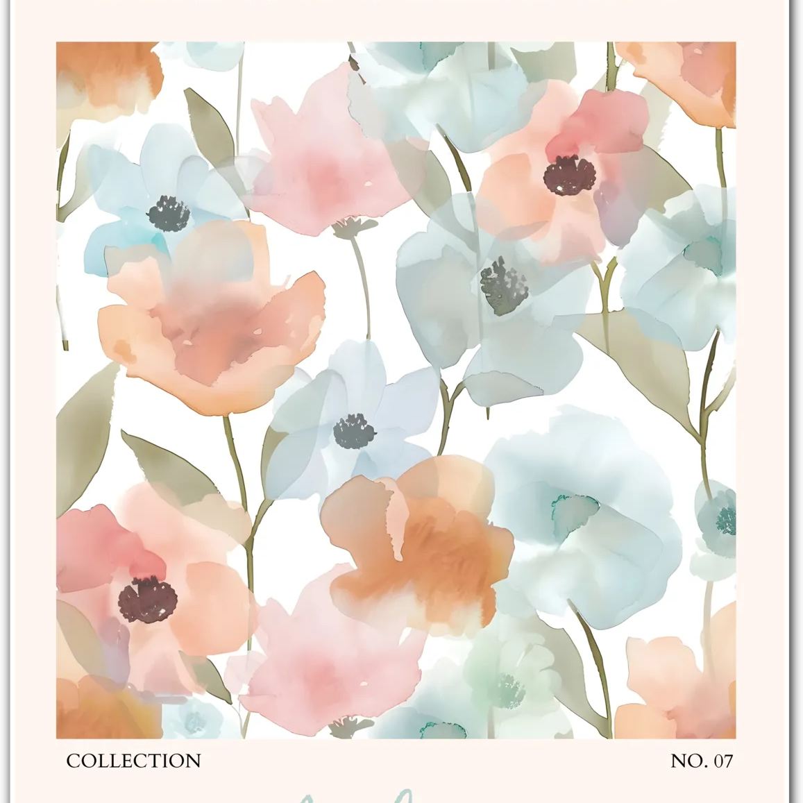 Icheon Soft Bloom Watercolour Art Print – Korean-Inspired Floral Wall Decor