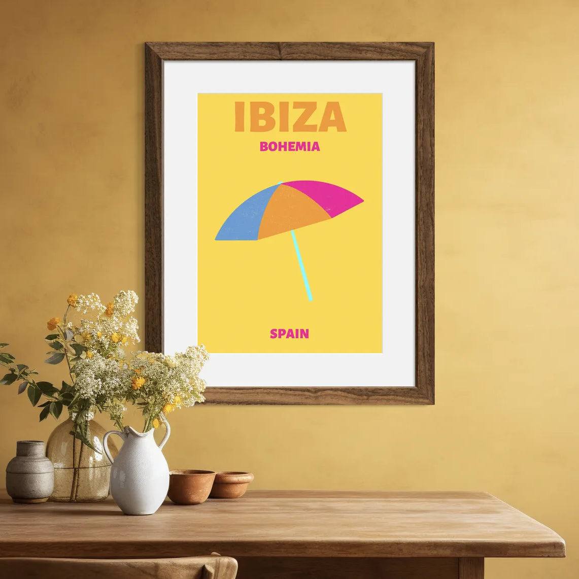 Ibiza Bohemian Beach Umbrella Art Print