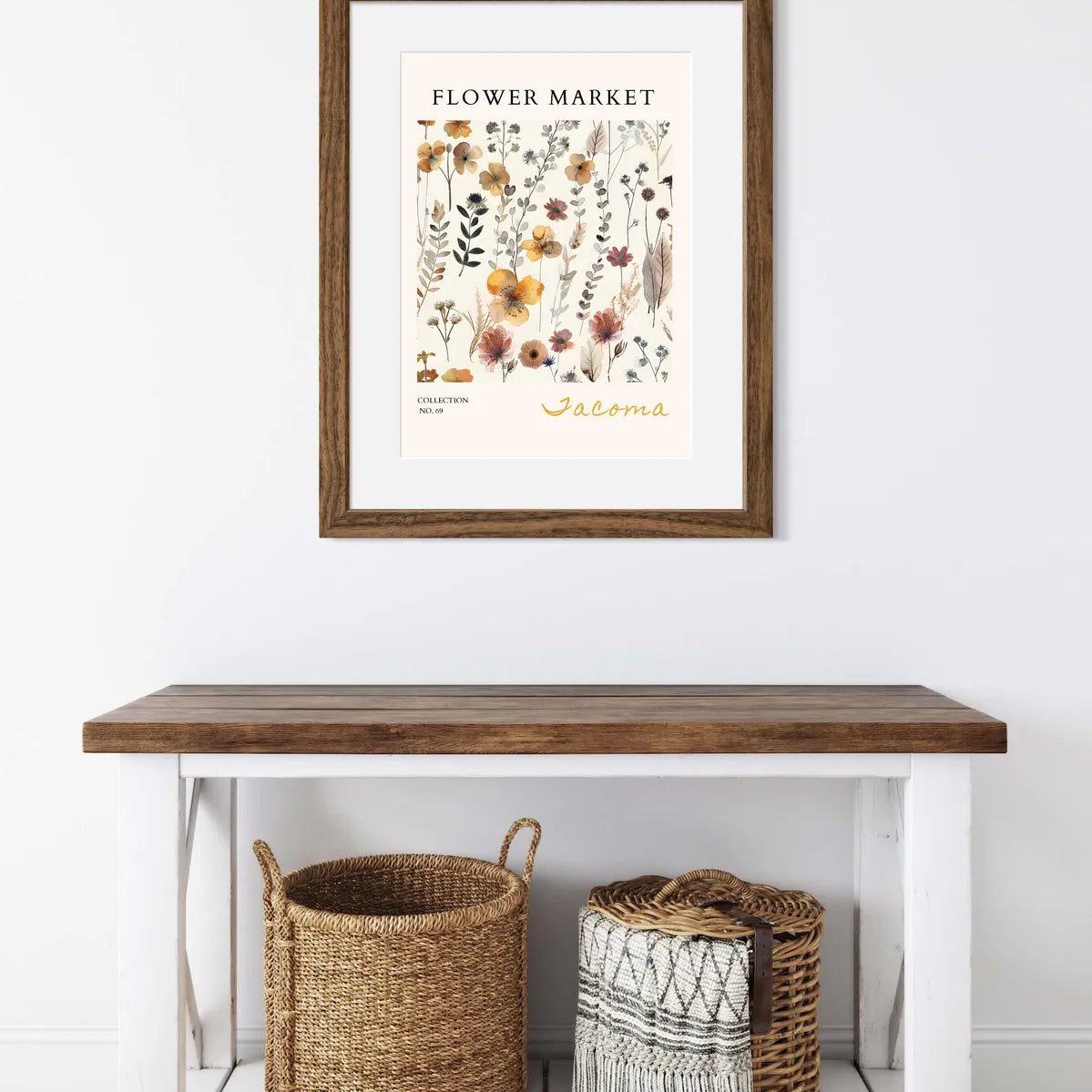 Jacoma Dried Wildflower Botanical Art Print – Autumn Herbarium Style