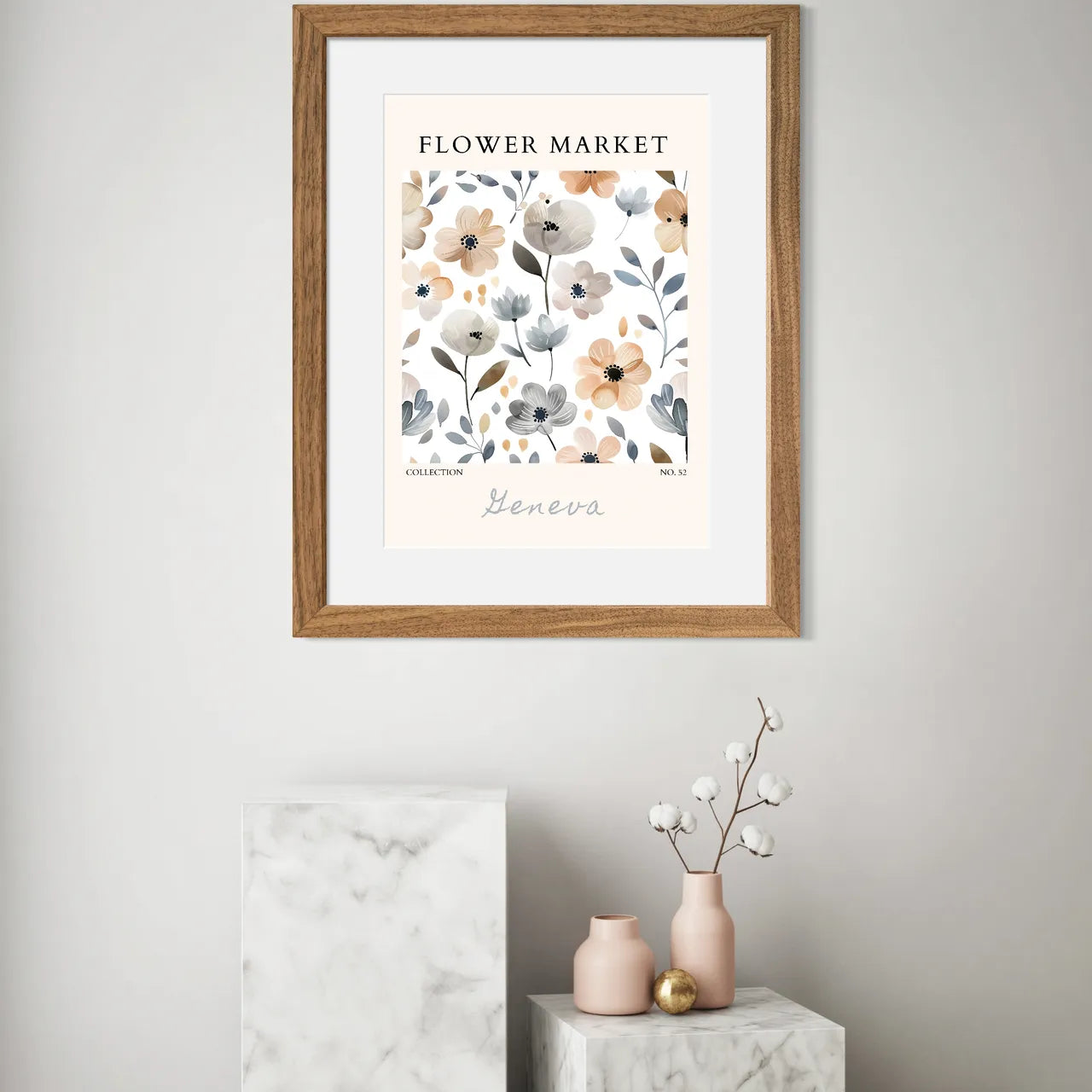 Jeneva Soft Neutral Bloom Print – Elegant Swiss-Inspired Minimal Floral Art