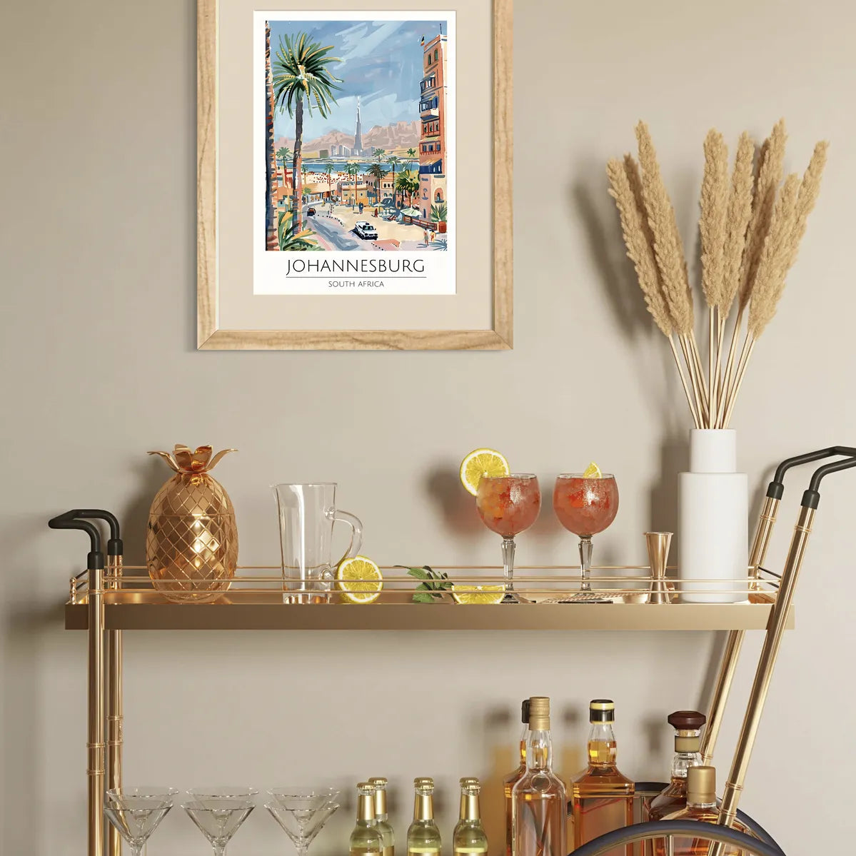 Johannesburg Cityscape Art Print - Vibrant Streets and Towering Skyscrapers