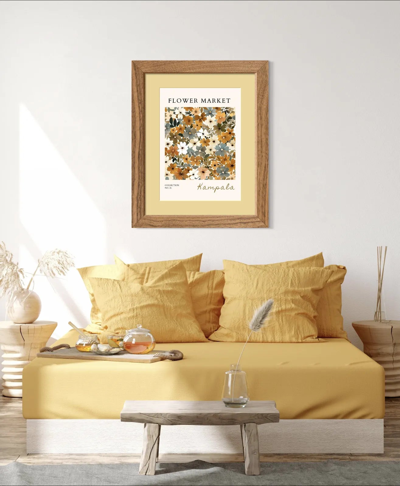 Kampala Earth Bloom Art Print – Warm African Floral Pattern Illustration