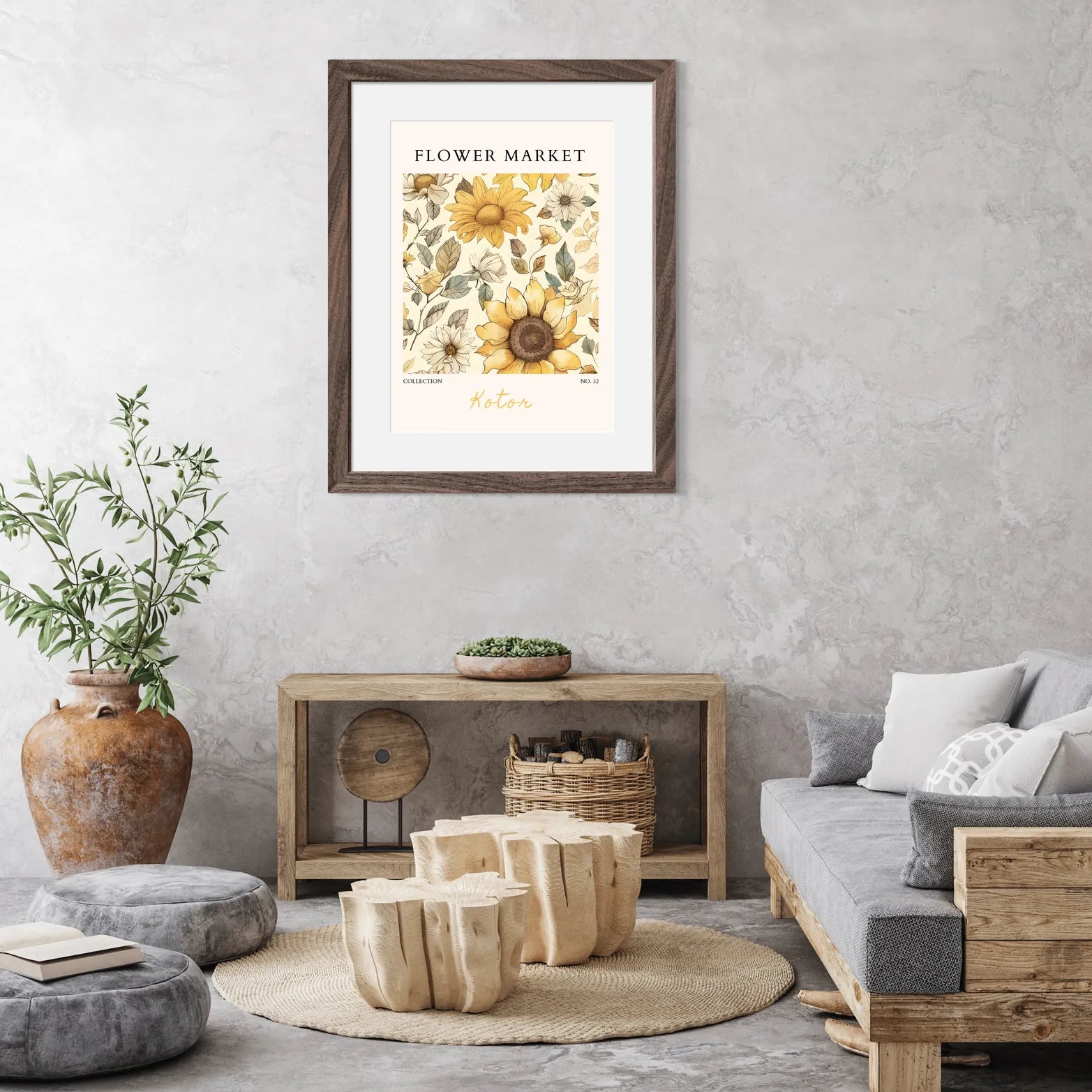 Kotor Sun-Drenched Sunflower Print – Vintage Botanical Montenegrin Wall Art