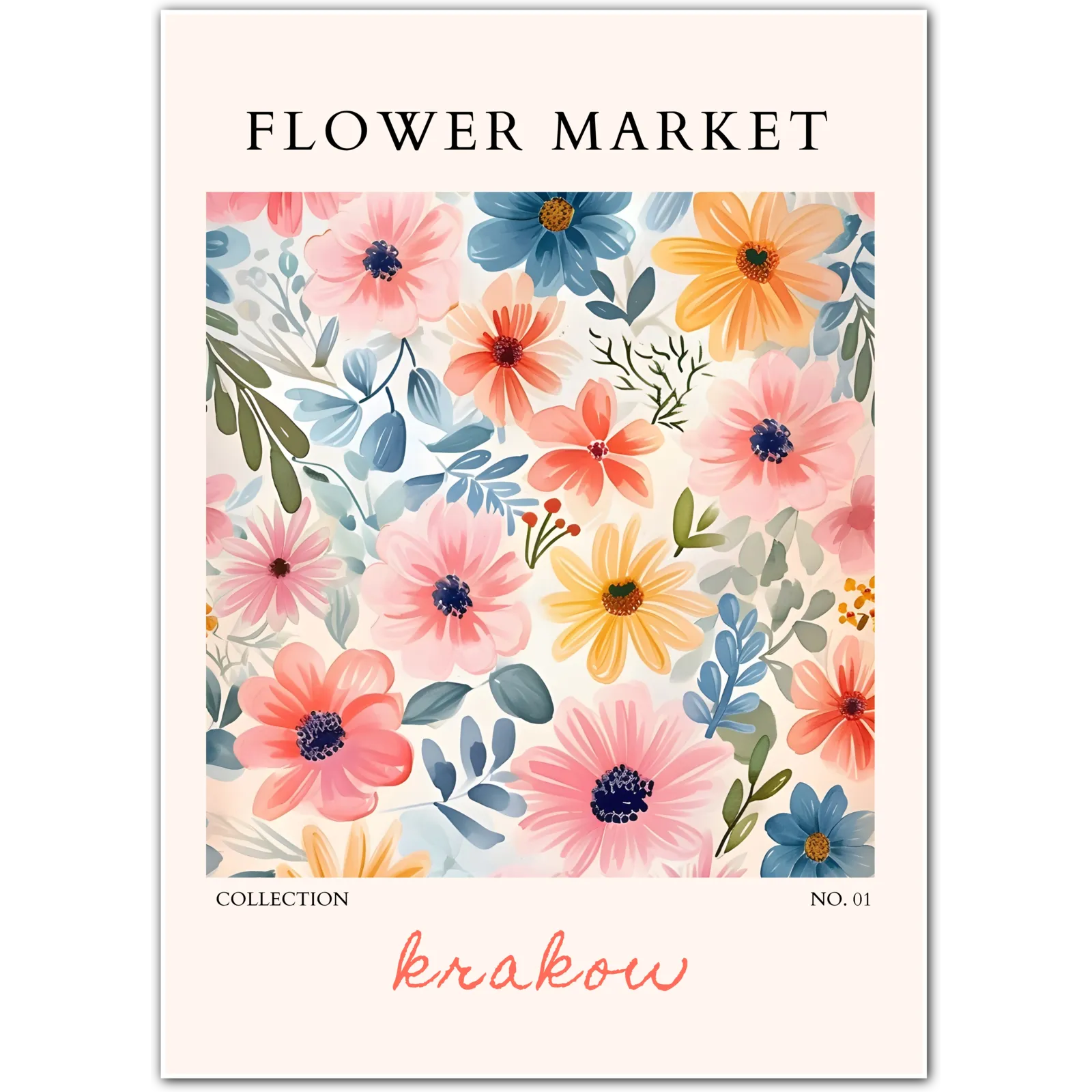 Krakow Garden Delight Floral Art Print – Polish Springtime Wall Decor
