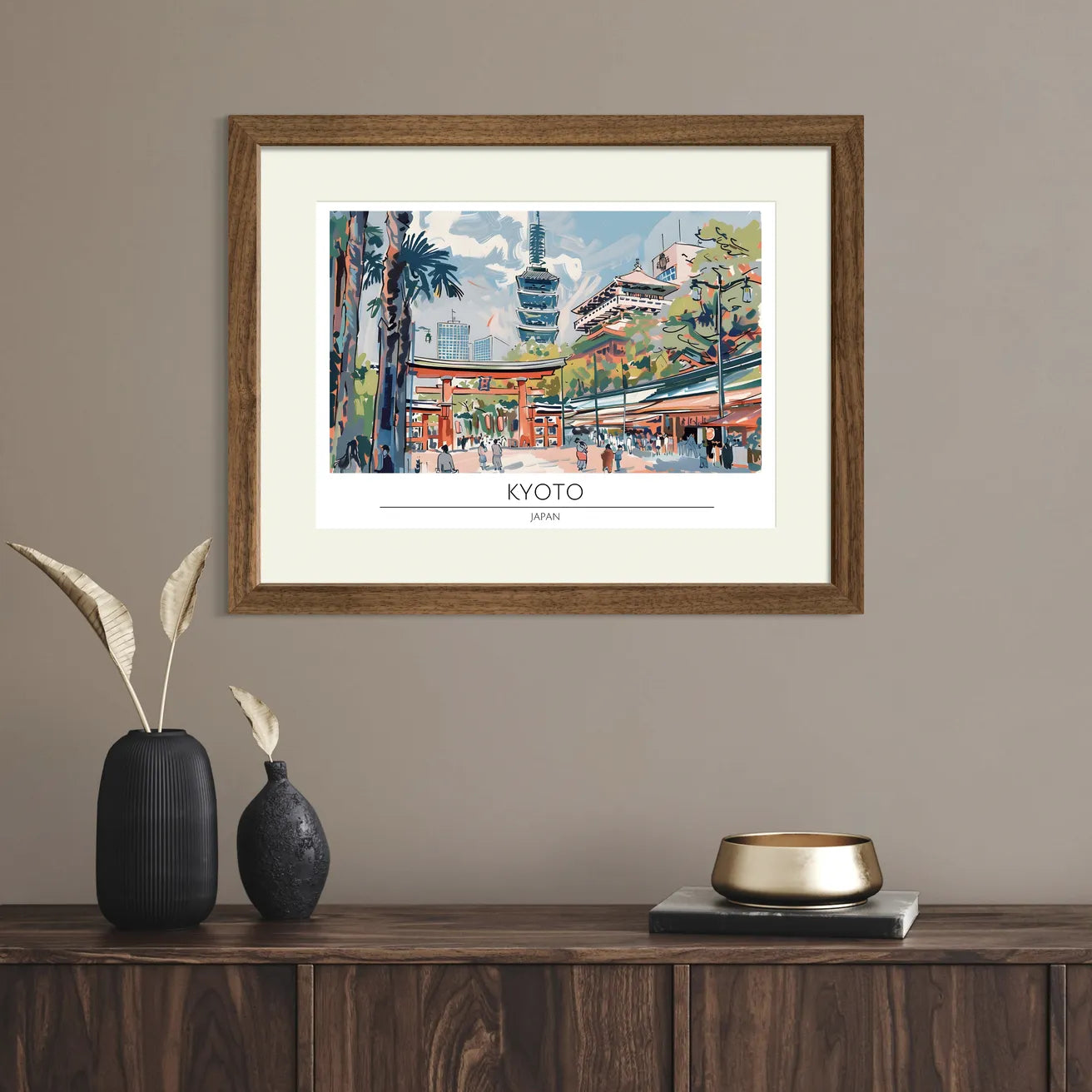 Kyoto Cityscape with Pagoda and Skyscrapers Art Print 2