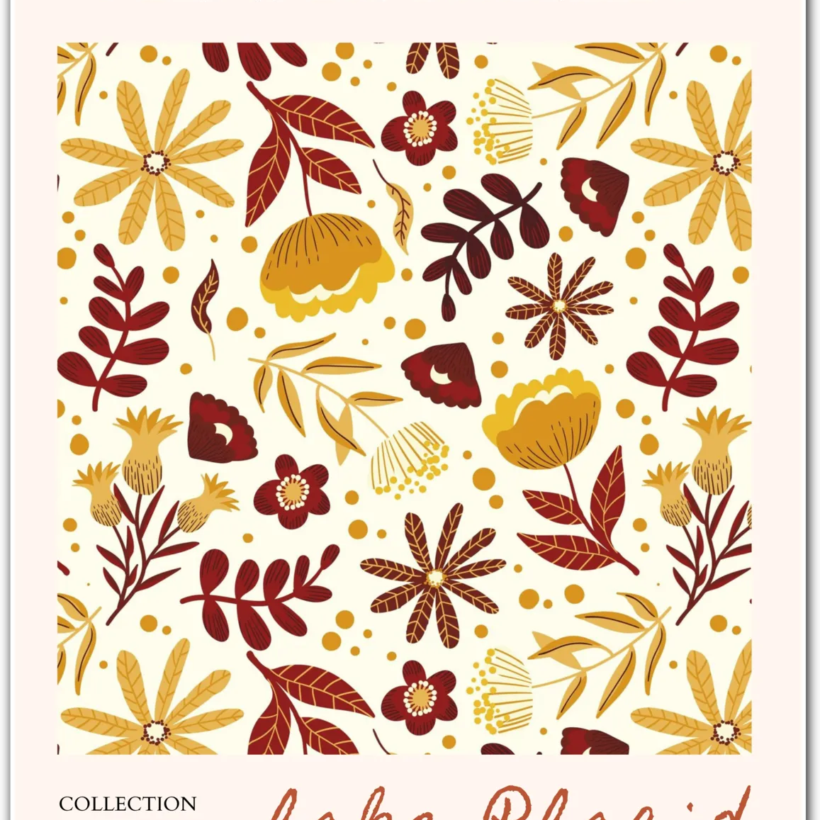 Lake Placid Autumn Garden Art Print – Bold North American Floral Illustration