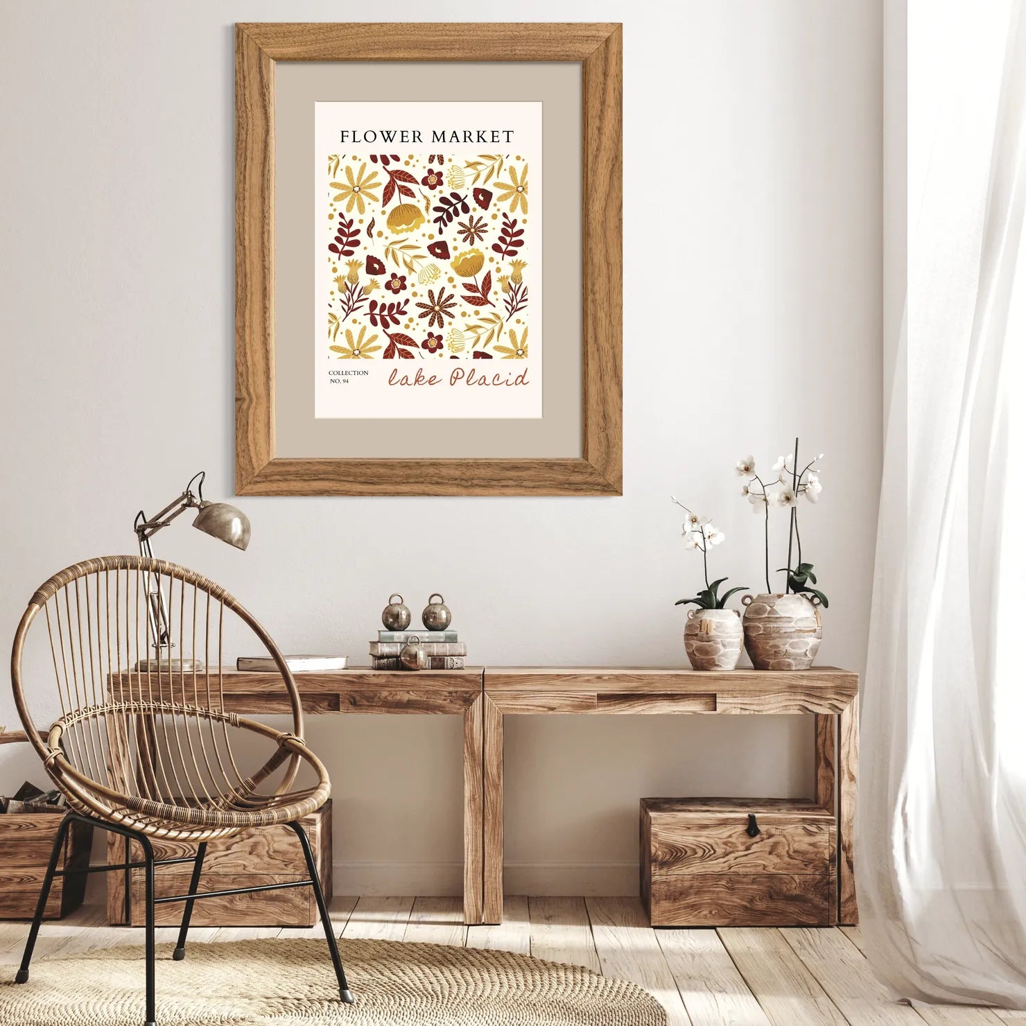 Lake Placid Autumn Garden Art Print – Bold North American Floral Illustration