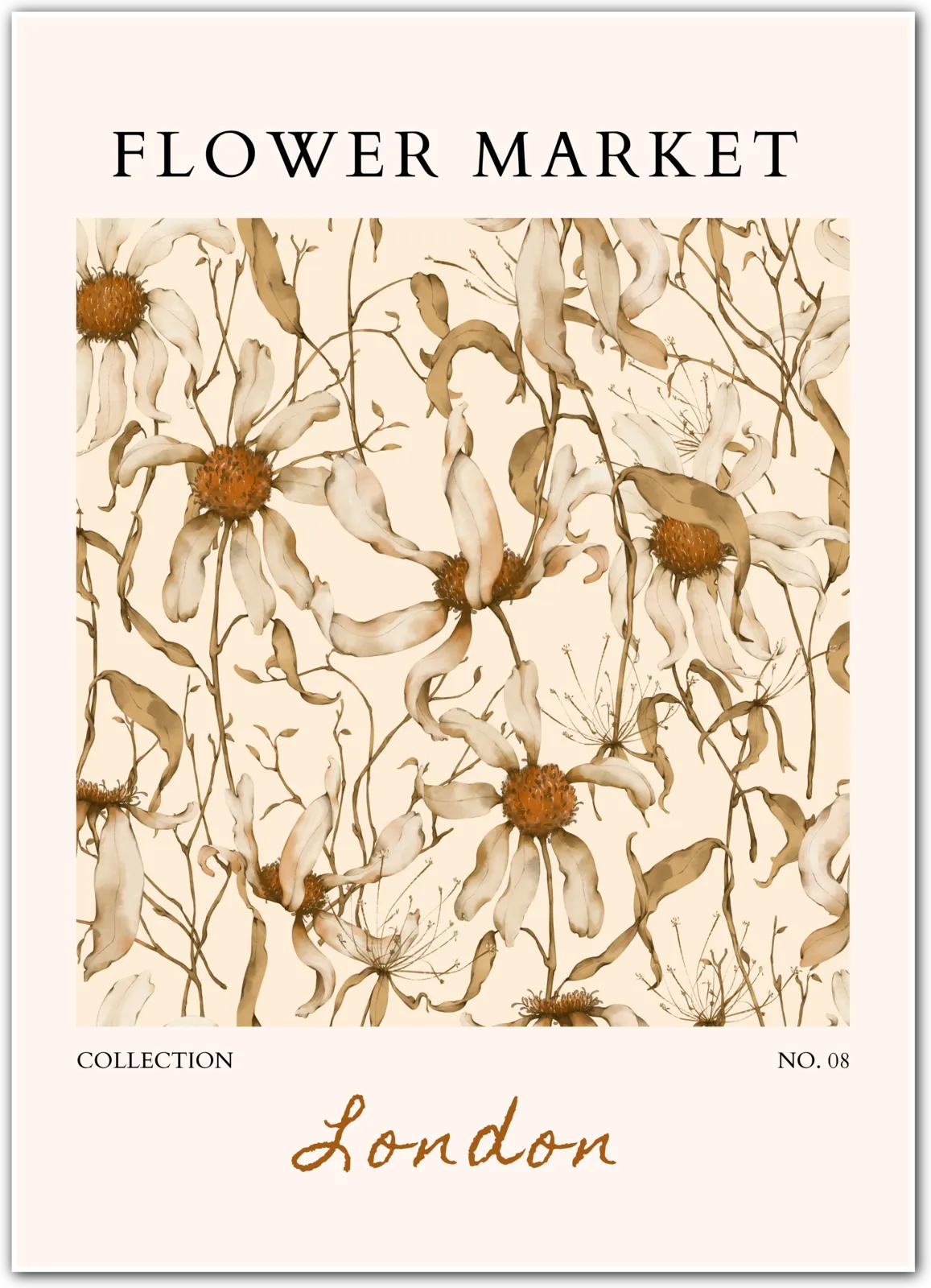 London Moody Daisy Garden Print – Earthy British Botanical Art