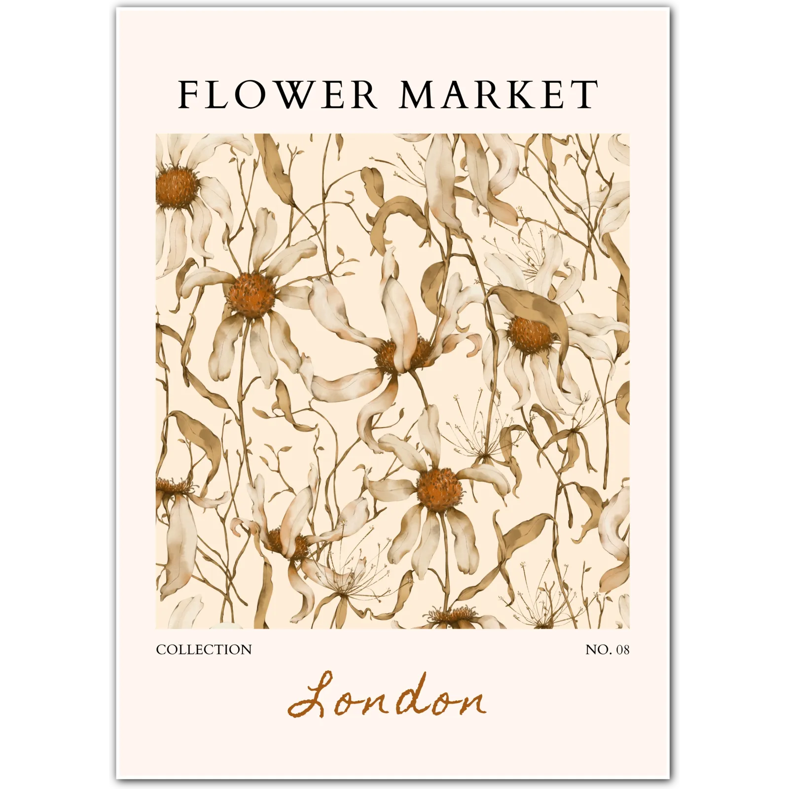 London Moody Daisy Garden Print – Earthy British Botanical Art