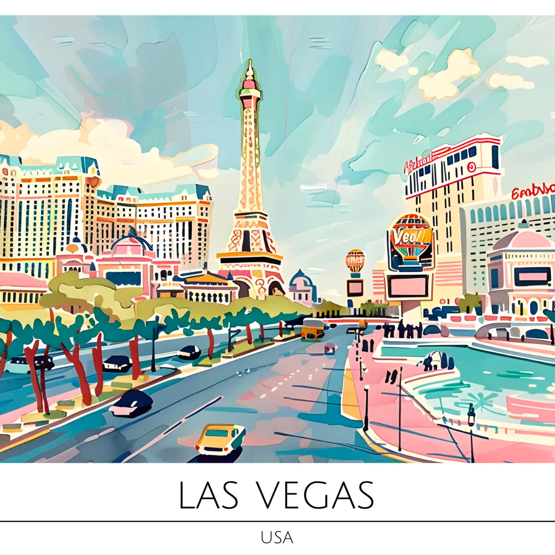 Las Vegas Strip Scene with Casinos Art Print 3