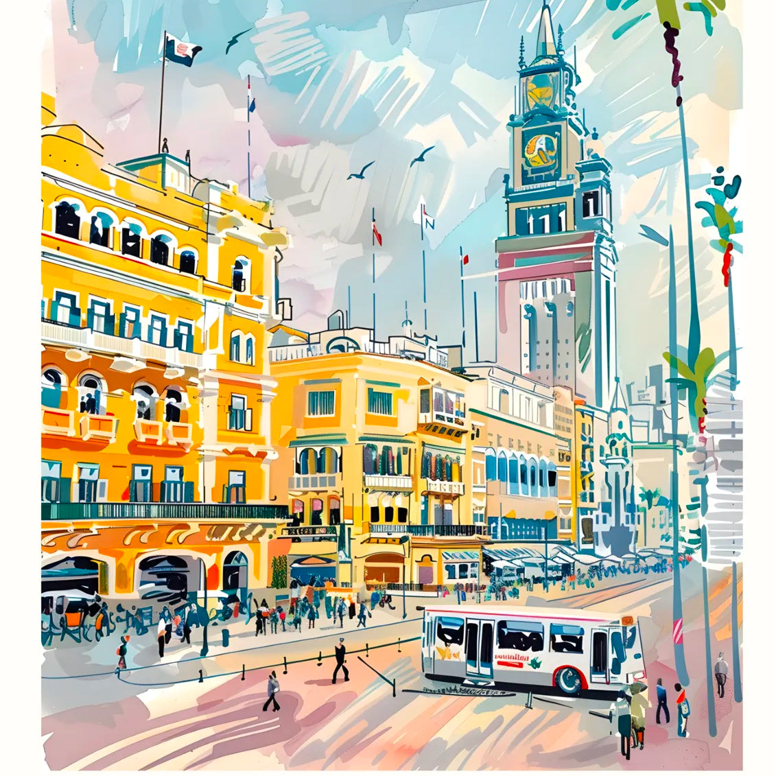 Lima Street Scene with Cafés Art Print 3