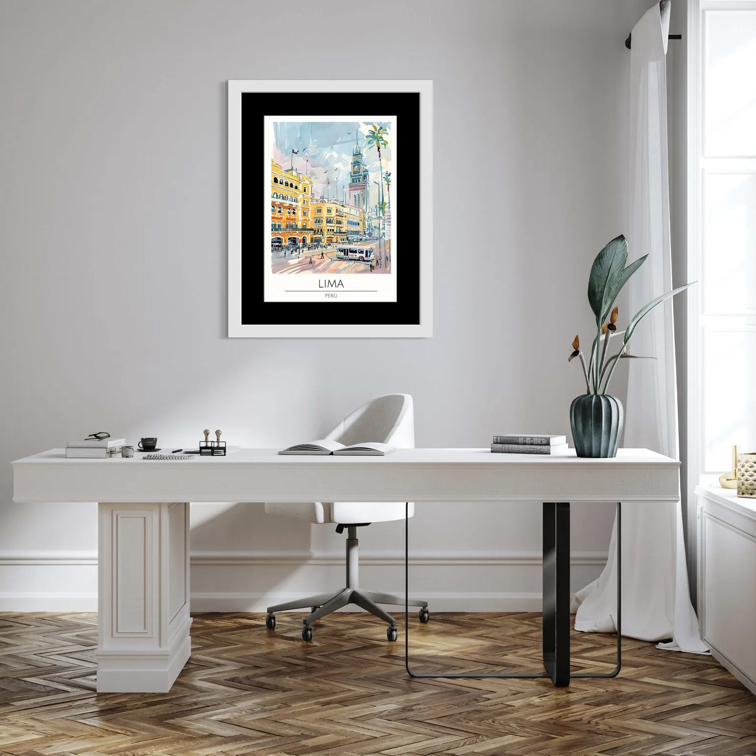 Lima Street Scene with Cafés Art Print 2