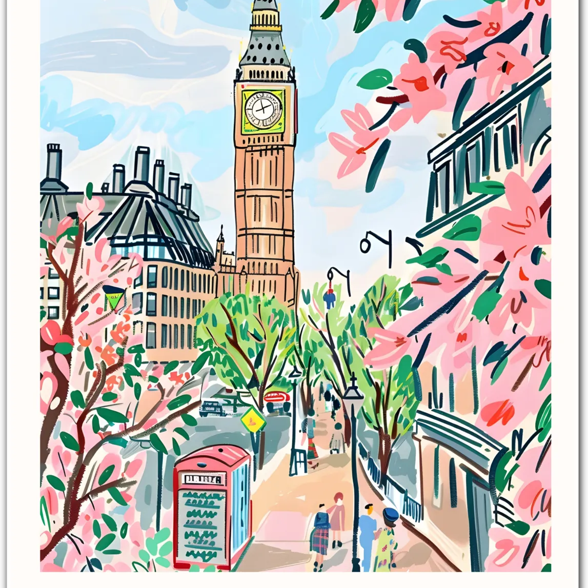 London Art Print - Iconic Big Ben and City Streets