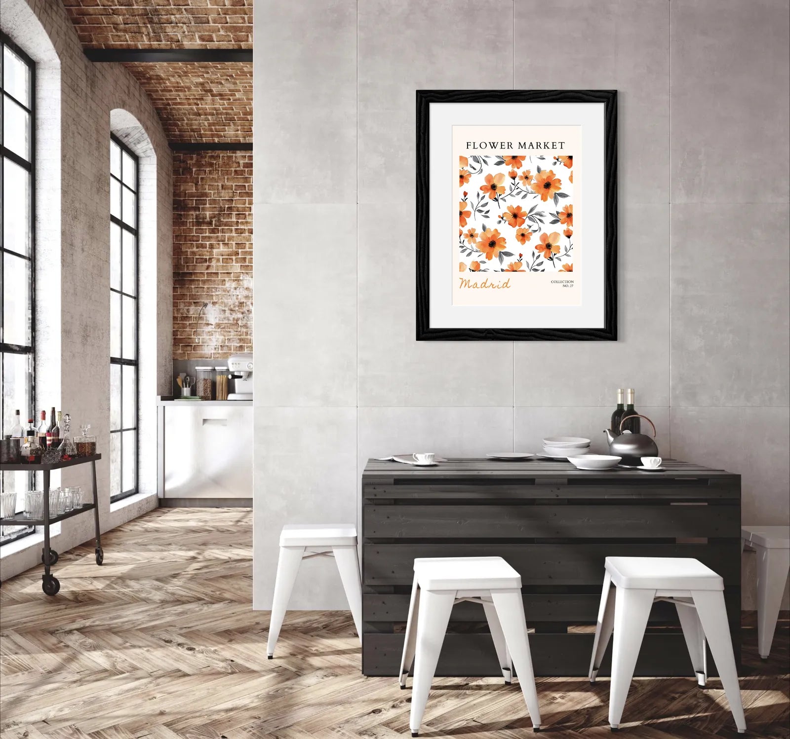 Madrid Flamenco Garden Art Print – Expressive Spanish Floral Wall Art