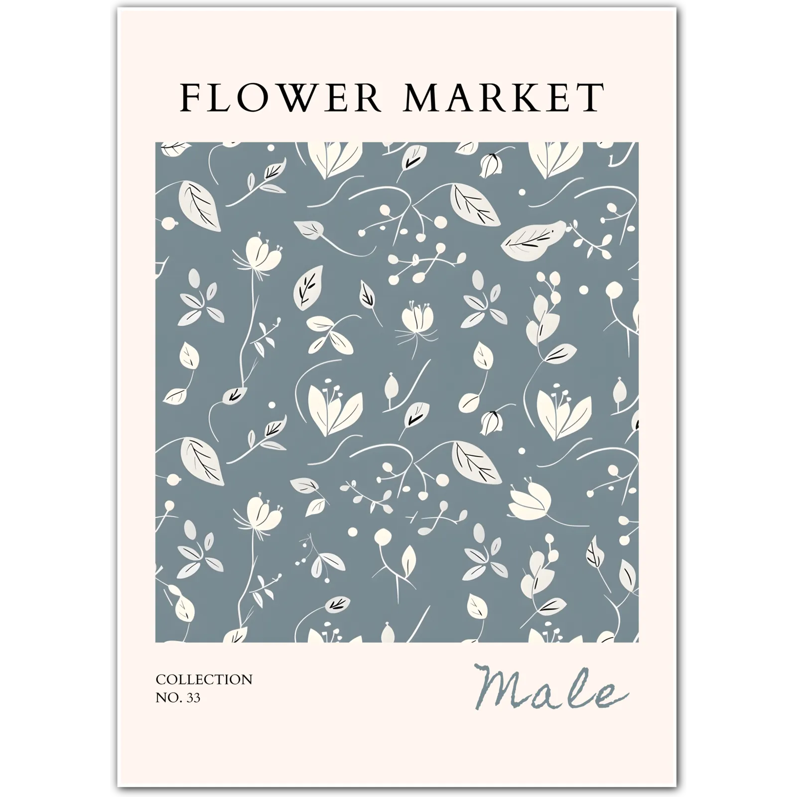 Malé Midnight Garden Art Print – Minimalist Maldivian Floral Design