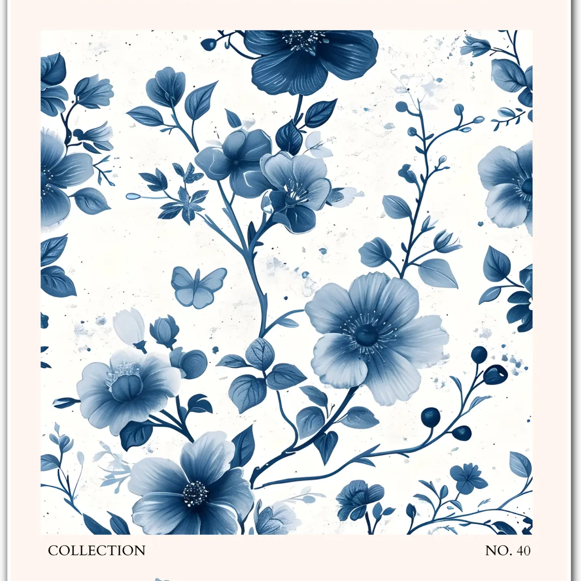Managua Indigo Blossom Wall Art – Nicaraguan Floral Elegance in Monochrome