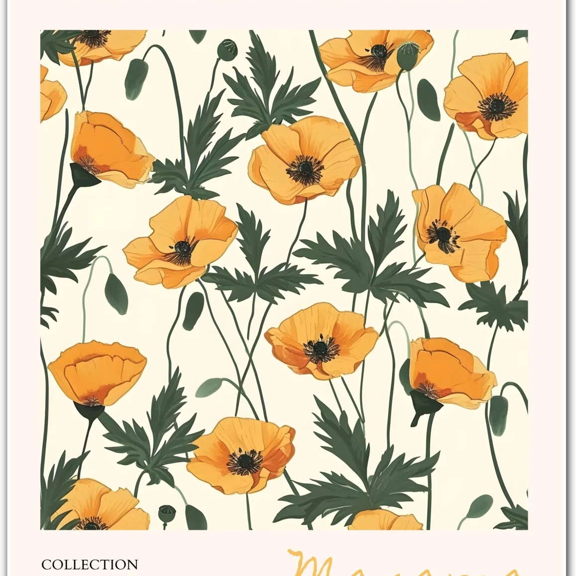 Manama Golden Poppy Bloom Print – Botanical Bahrain Floral Wall Art
